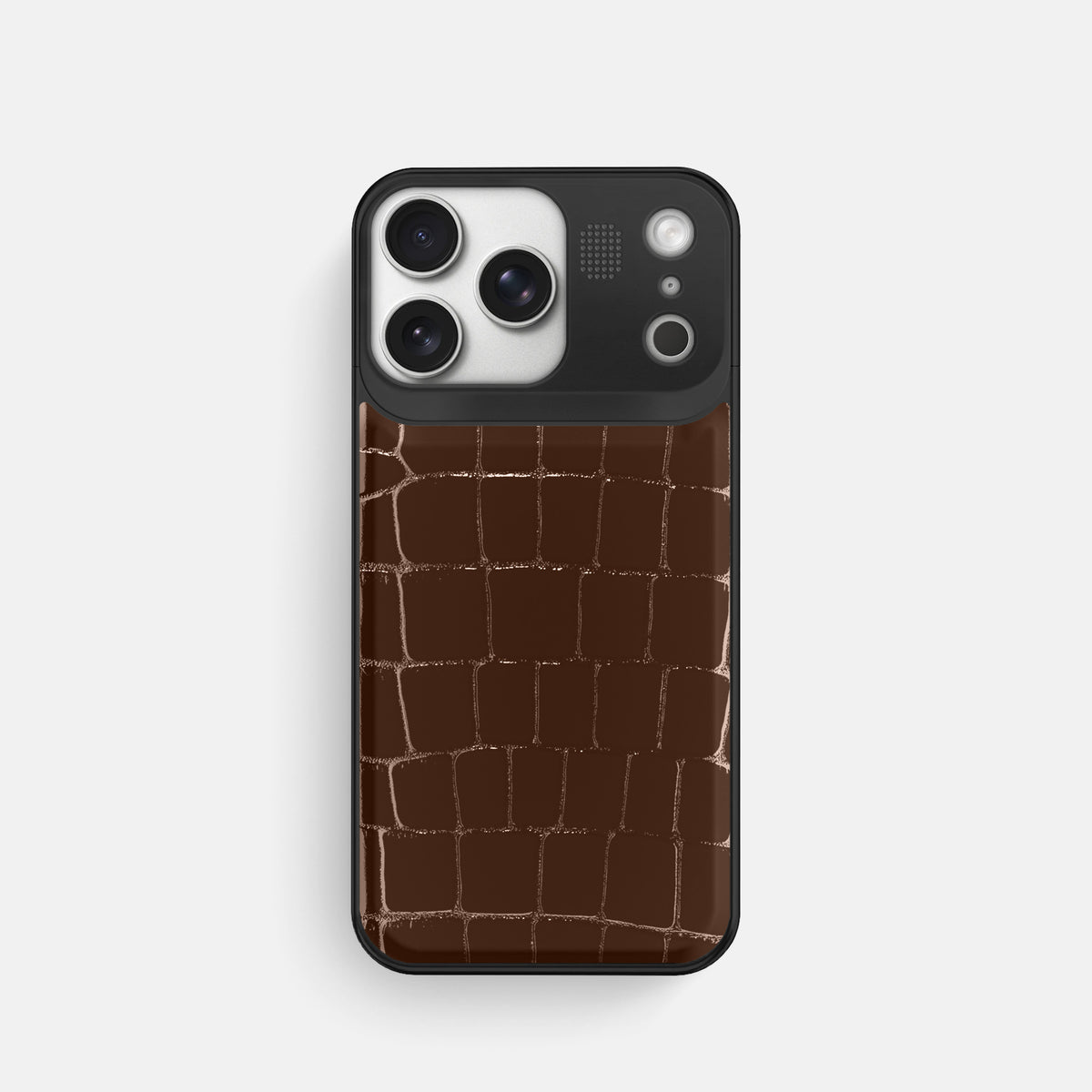 Metal Case For iPhone 17 Pro In Shiny Alligator -1 | Brown-Black