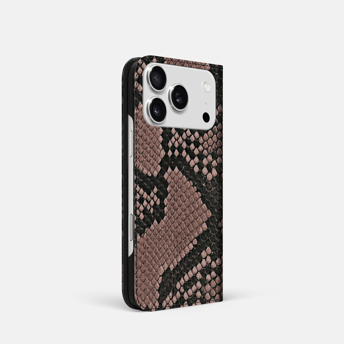 Folio Slim Case For iPhone 18 Pro In Deluxe Python -1 | Mahogany-Brown