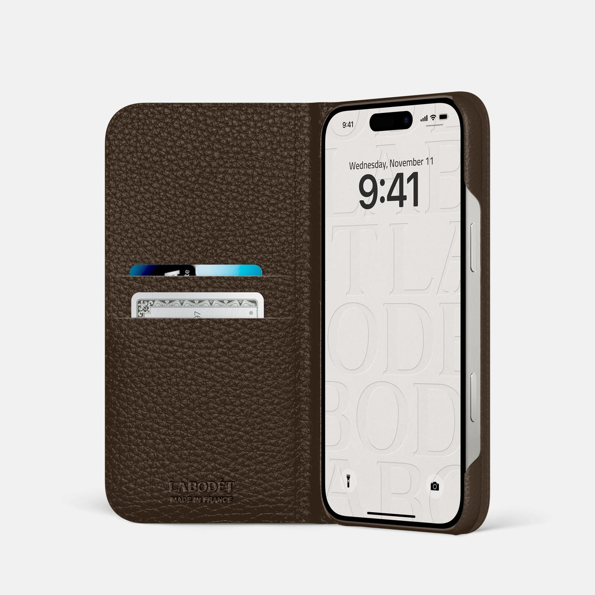 Folio Case For iPhone 18 Pro In Calf -2 | Dark-Brown-Steel