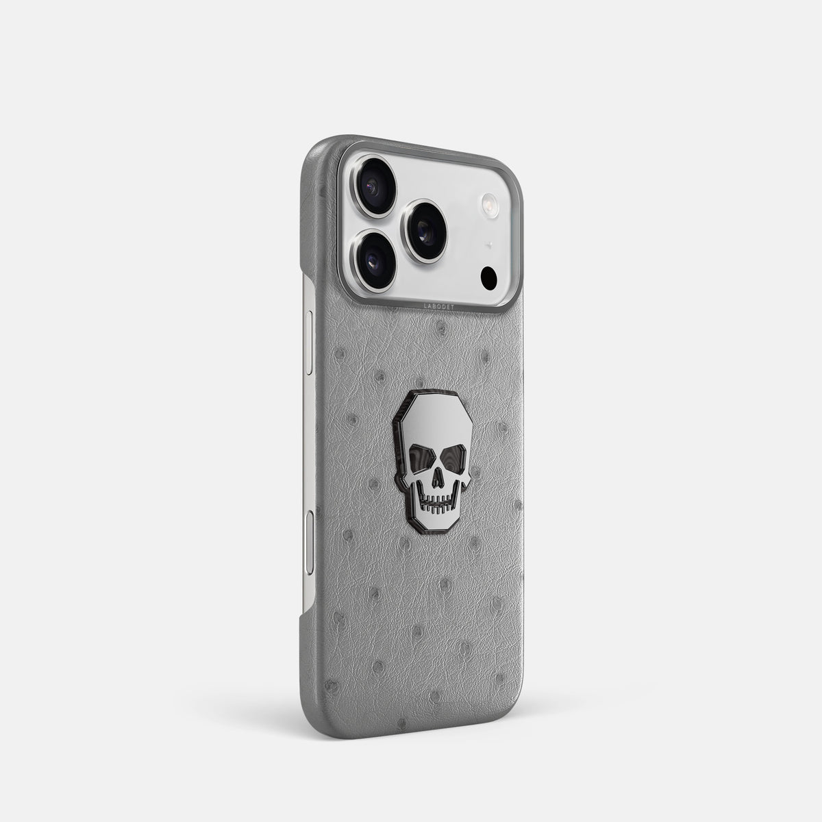 Classic Case With Titanium Skull For iPhone 17 Pro In Ostrich -2 | Silver-Steel