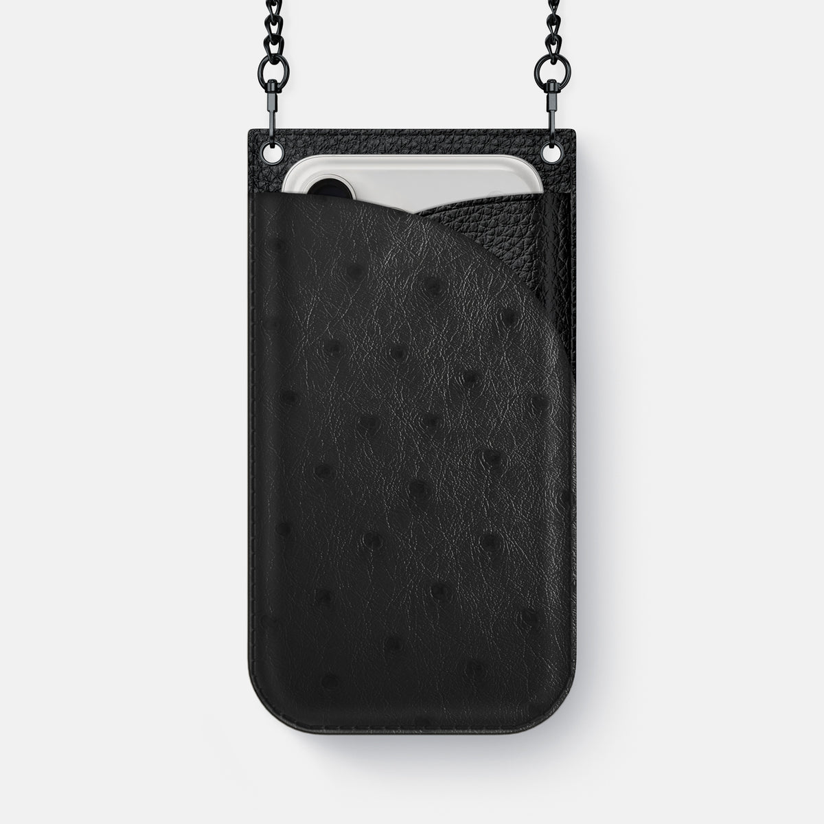 Crossbody Bag For iPhone 17 Air In Ostrich -1 | Black-Black