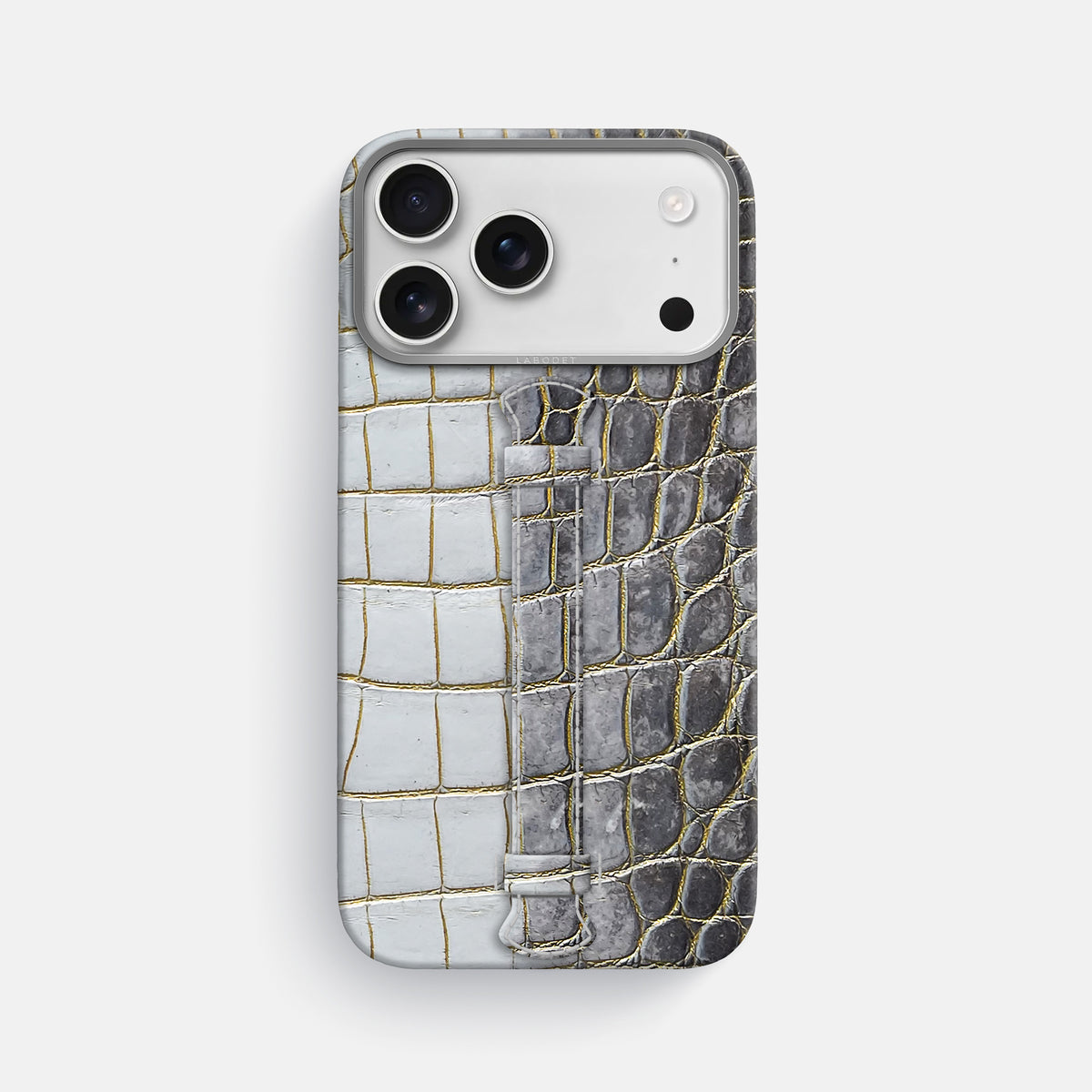 Center Handle For iPhone 17 Pro Max In Himalayan Crocodile -1 | Gold-Steel