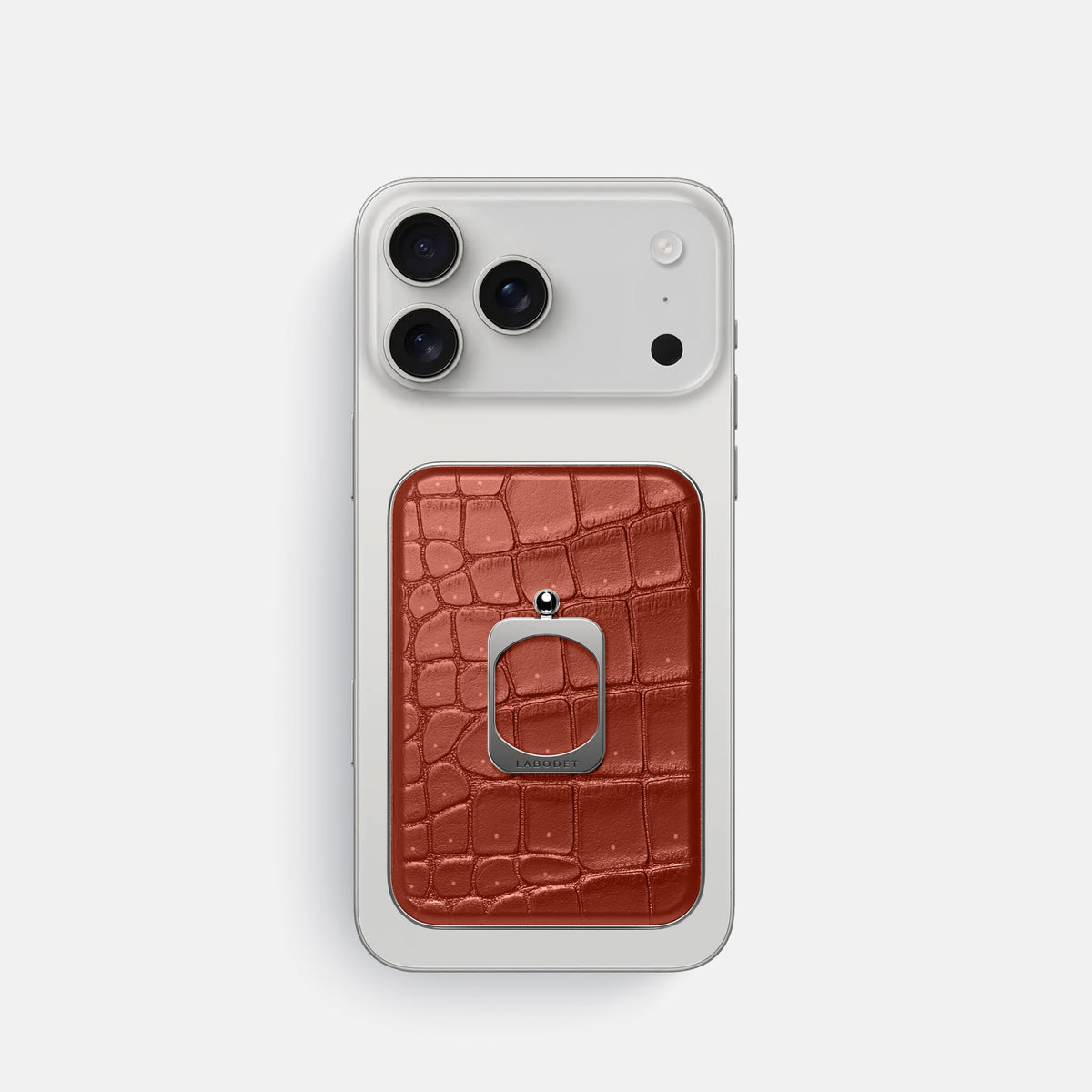 MagSafe Ring For iPhone 18 Pro In Porosus Crocodile -2 | Mahogany-Brown-Steel