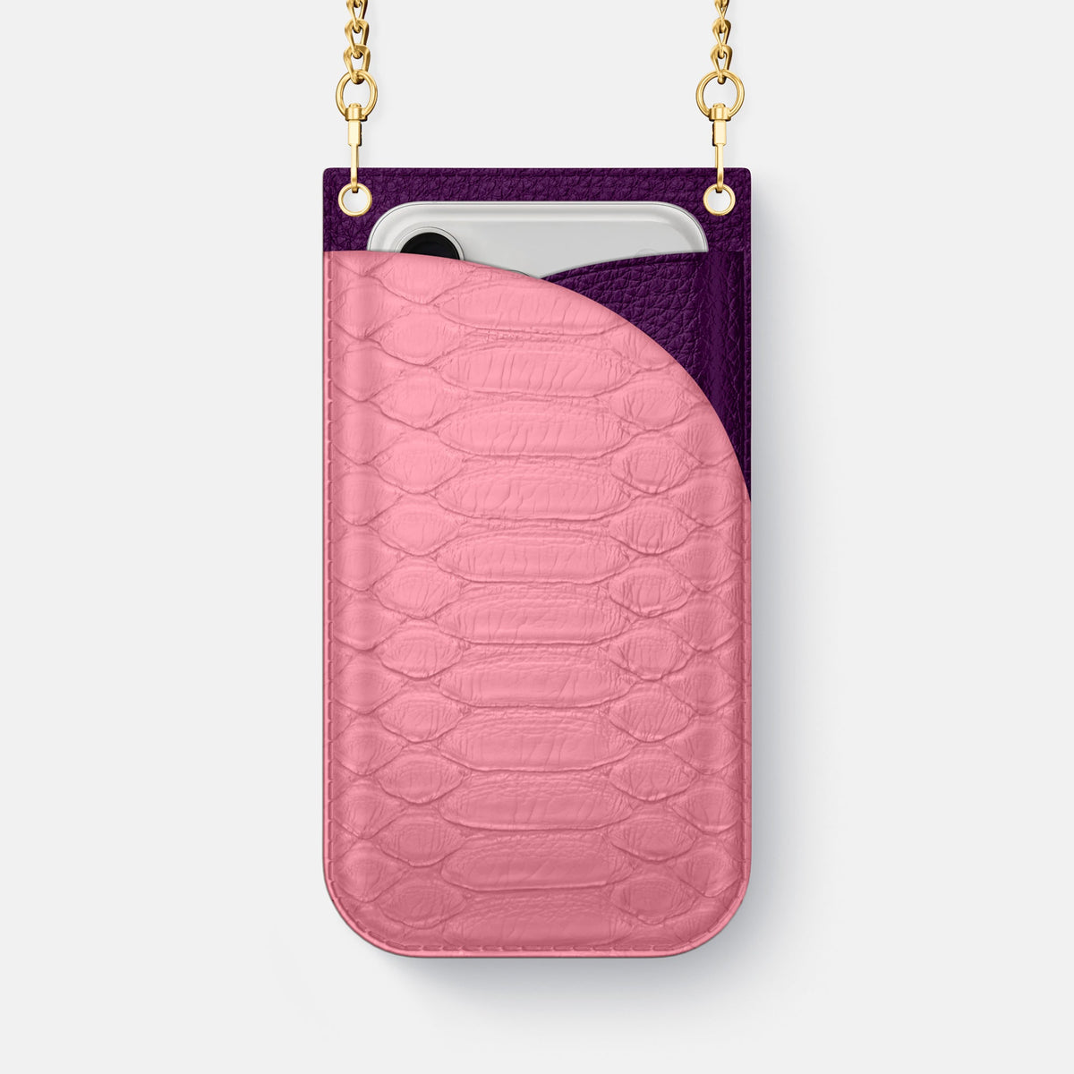 Crossbody Bag For iPhone 18 Pro Max In Python -1 | Pink-Gold