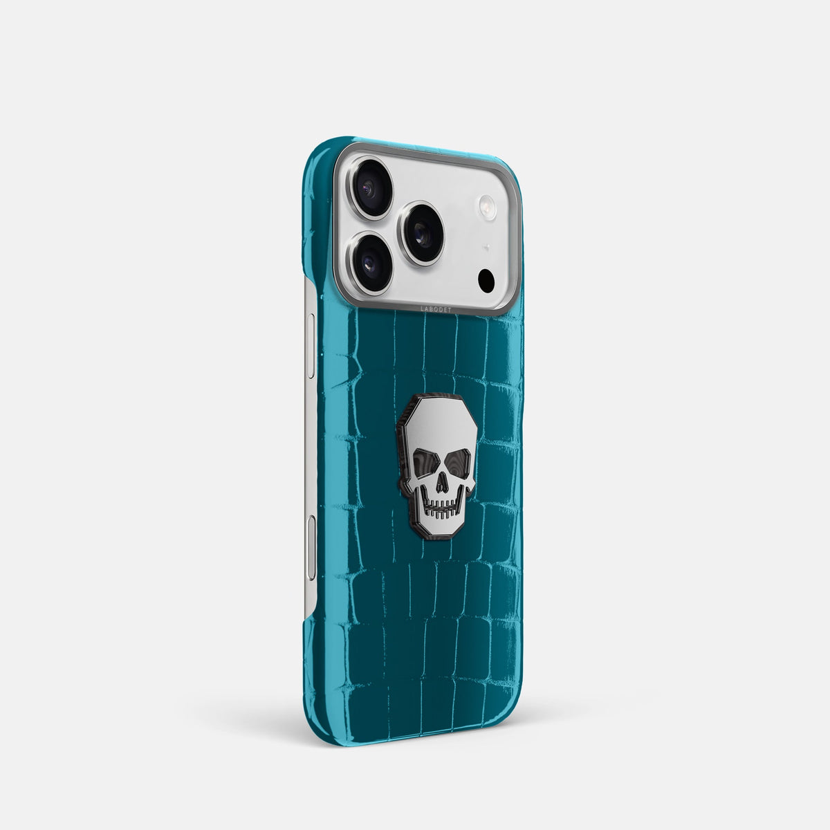 Classic Case With Titanium Skull For iPhone 18 Pro In Shiny Alligator -2 | Curacao-Steel