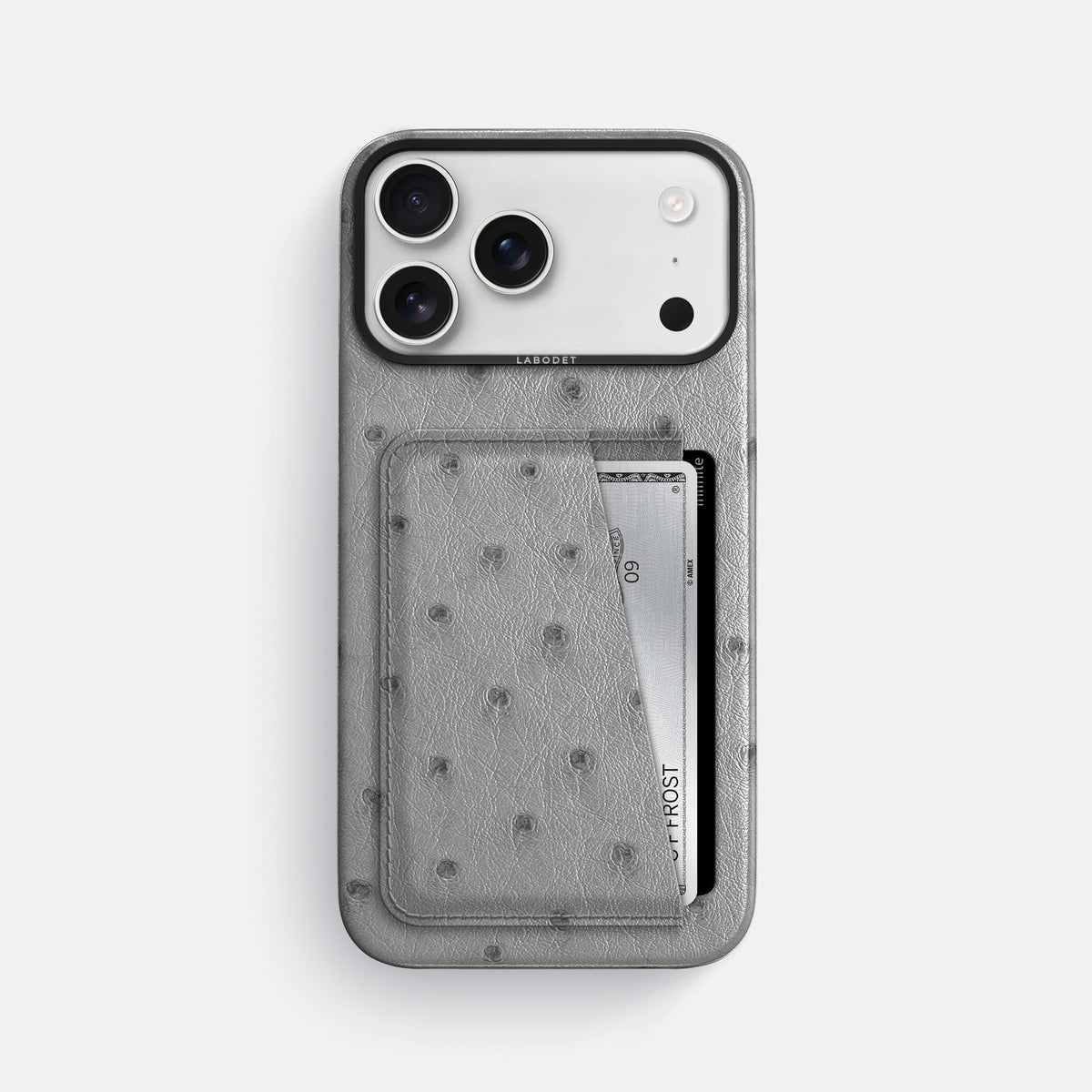 Double Card Case For iPhone 18 Pro Max In Ostrich -1 | Silver-Black