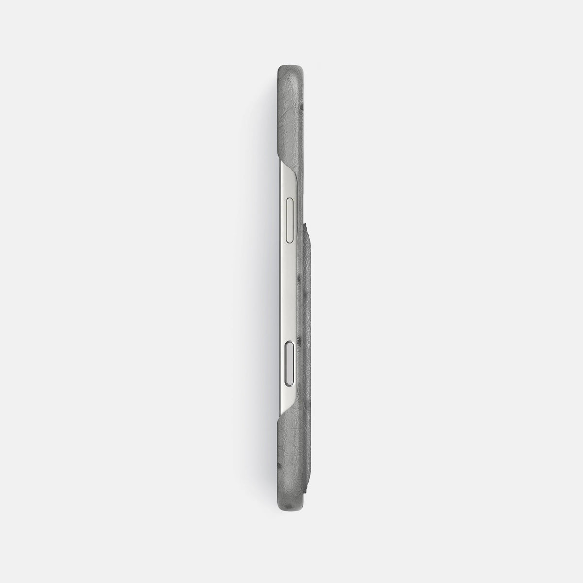 Slim Card Case For iPhone 18 Pro Max In Ostrich -3 | Silver