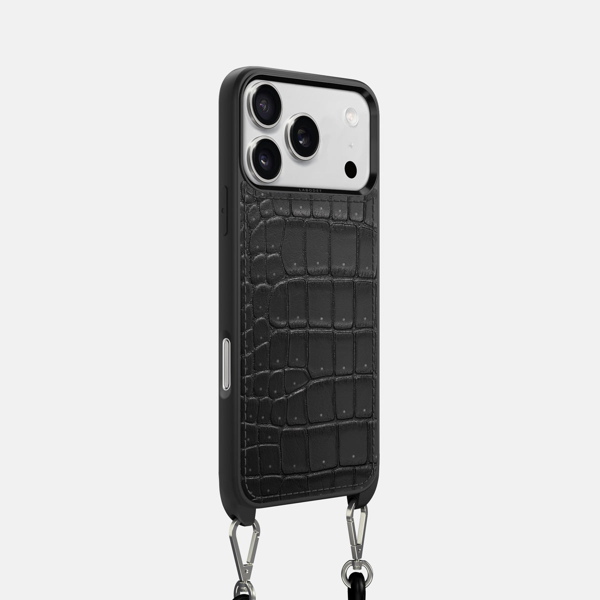 Crossbody Sport Case For iPhone 18 Pro In Porosus Crocodile -2 | Black