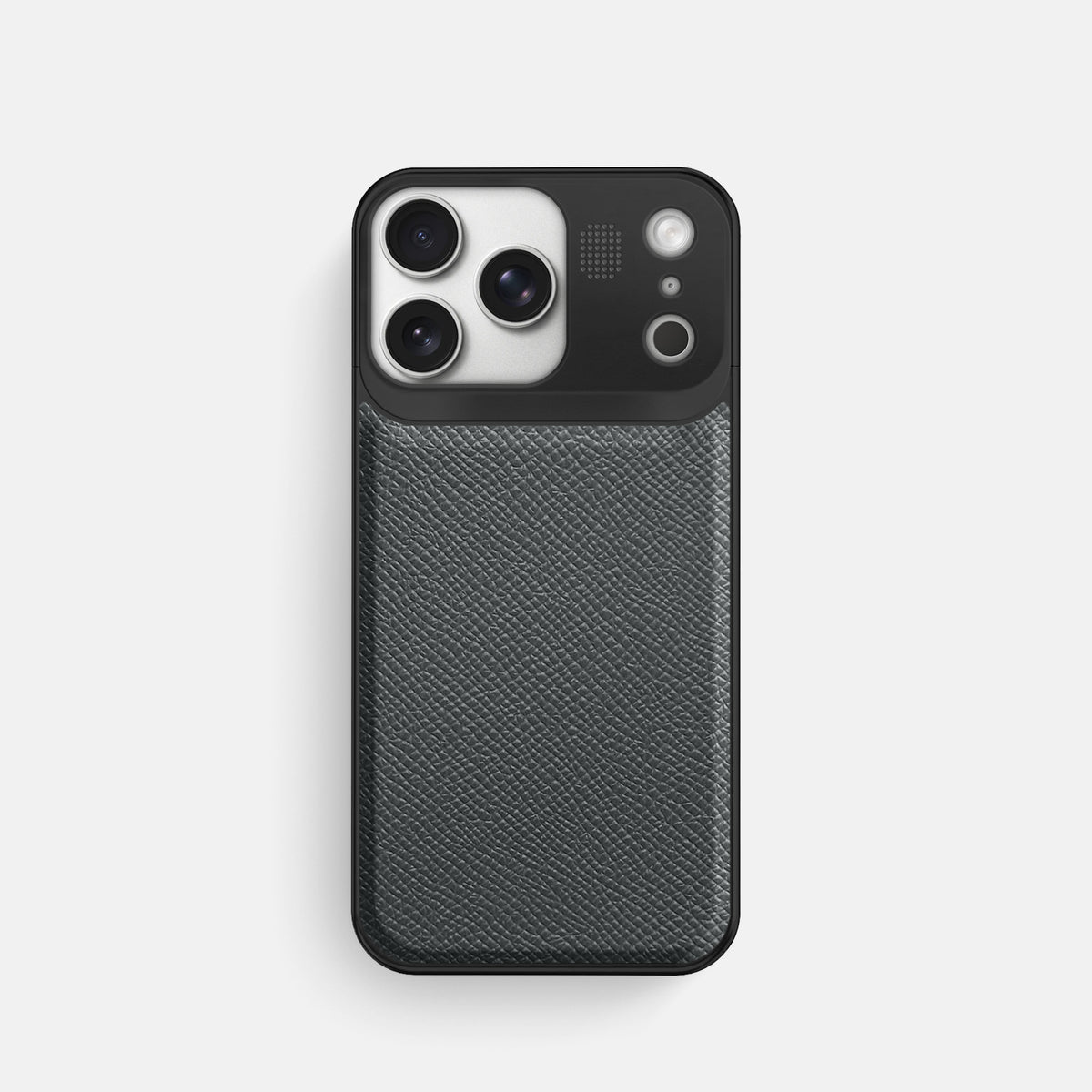 Metal Case For iPhone 17 Pro In Epsom-Style Calf -1 | Grey-Black