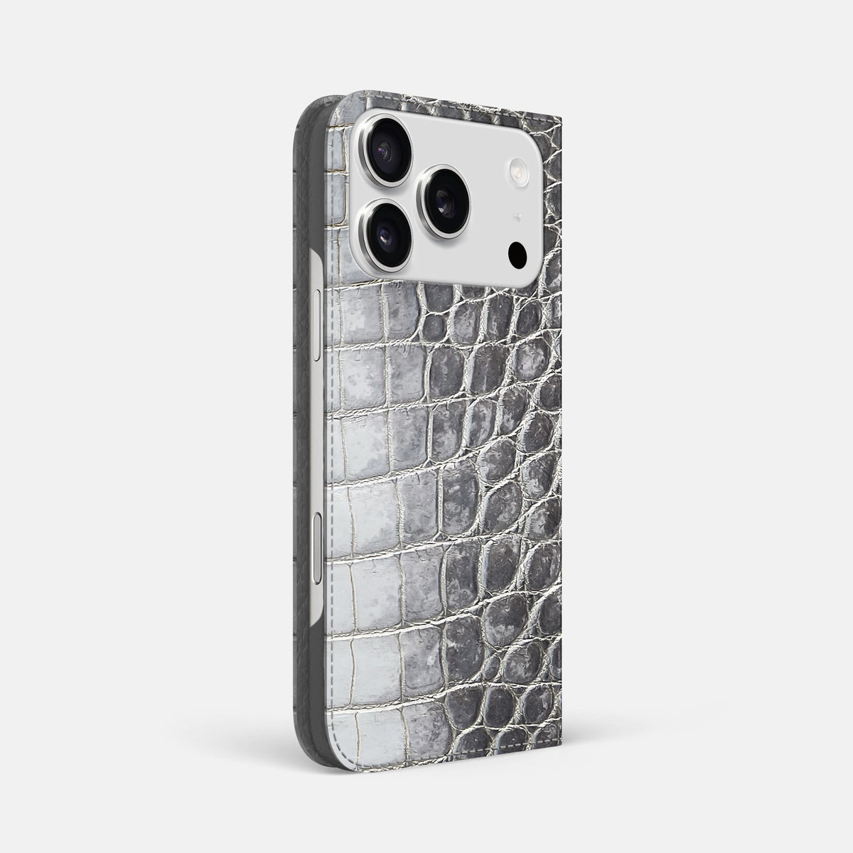 Folio Slim Case For iPhone 18 Pro Max In Himalayan Crocodile -1 | Silver