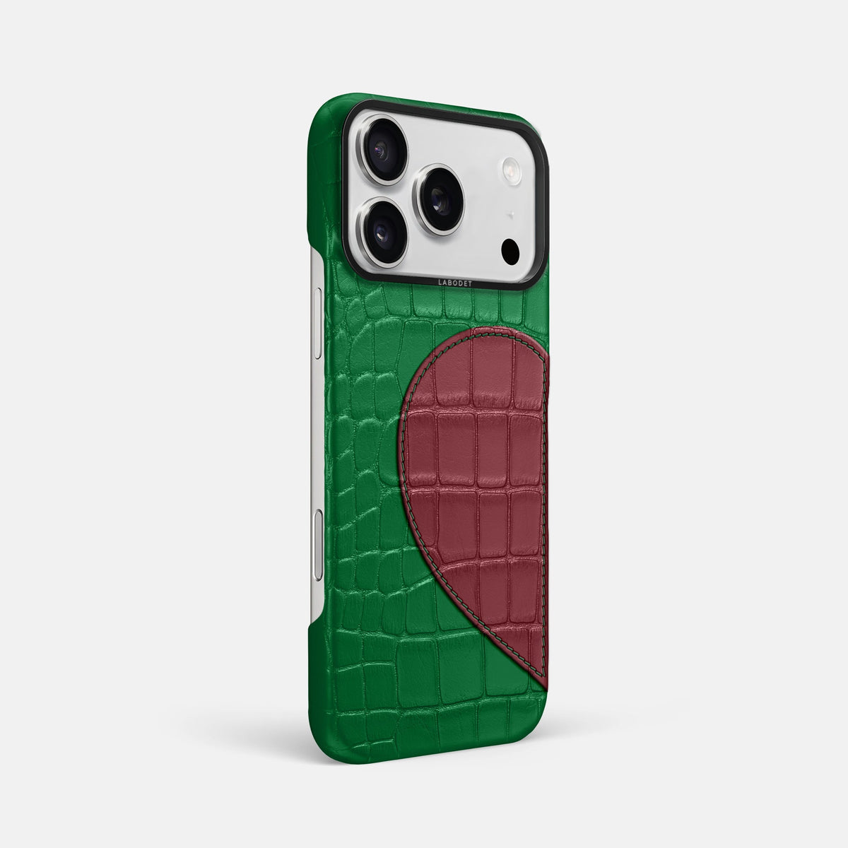 Classic Case With Half Heart - Left For iPhone 18 Pro Max In Alligator -2 | Forest-Green-Black