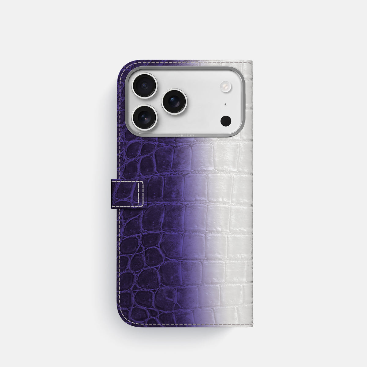 Folio Case with Clasp For iPhone 17 Pro In Himalayan Crocodile -3 | Purple-Steel