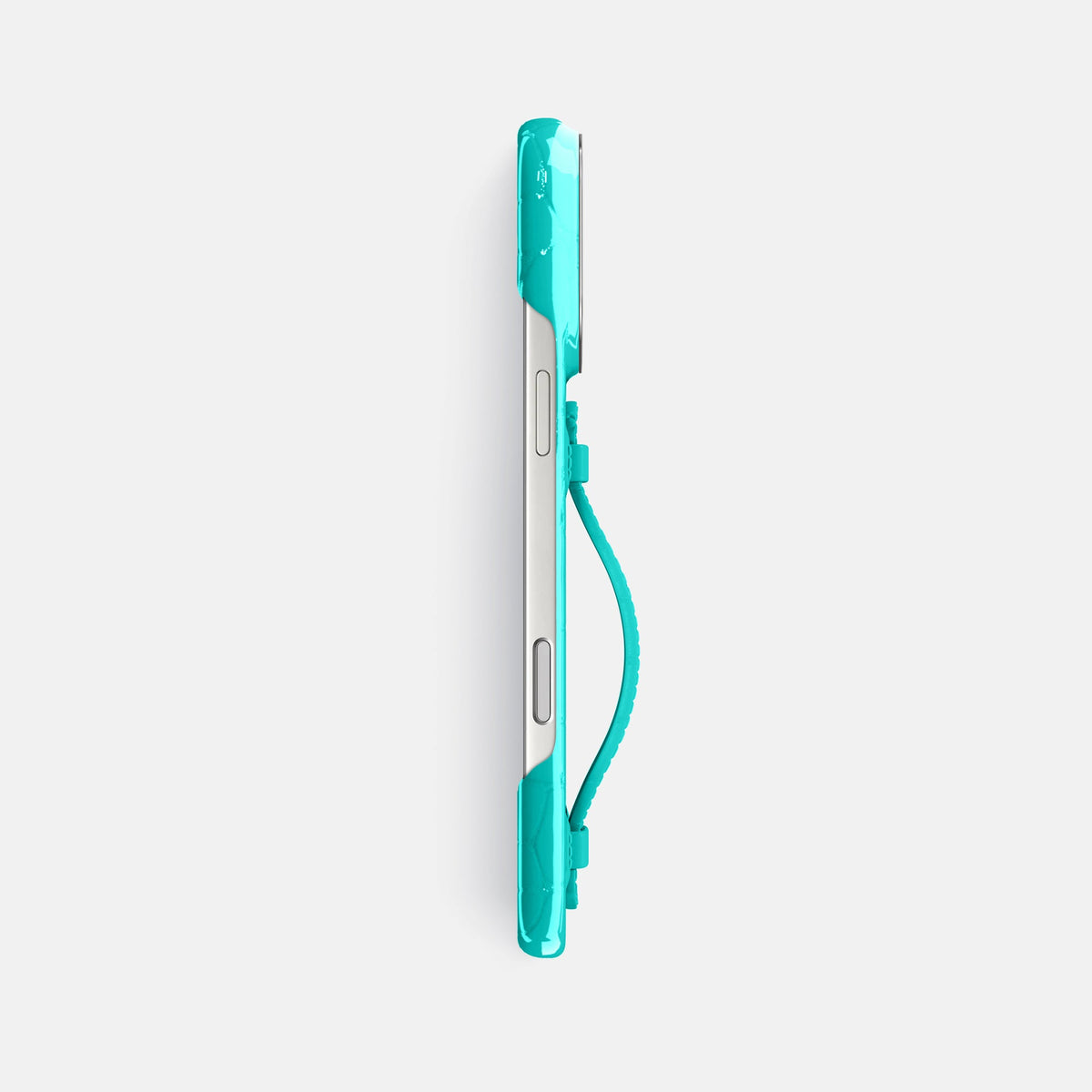 Center Handle For iPhone 18 Pro Max In Shiny Alligator -2 | Mint-Steel
