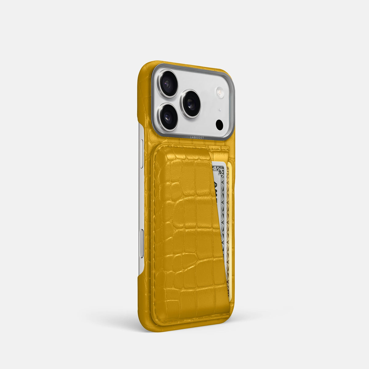 Double Card Case For iPhone 18 Pro In Alligator -2 | Yellow-Steel