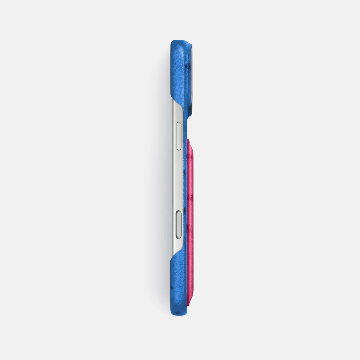 Double Card Case Coloré For iPhone 18 Pro Max In Ostrich -3 | Royal-Blue-Steel