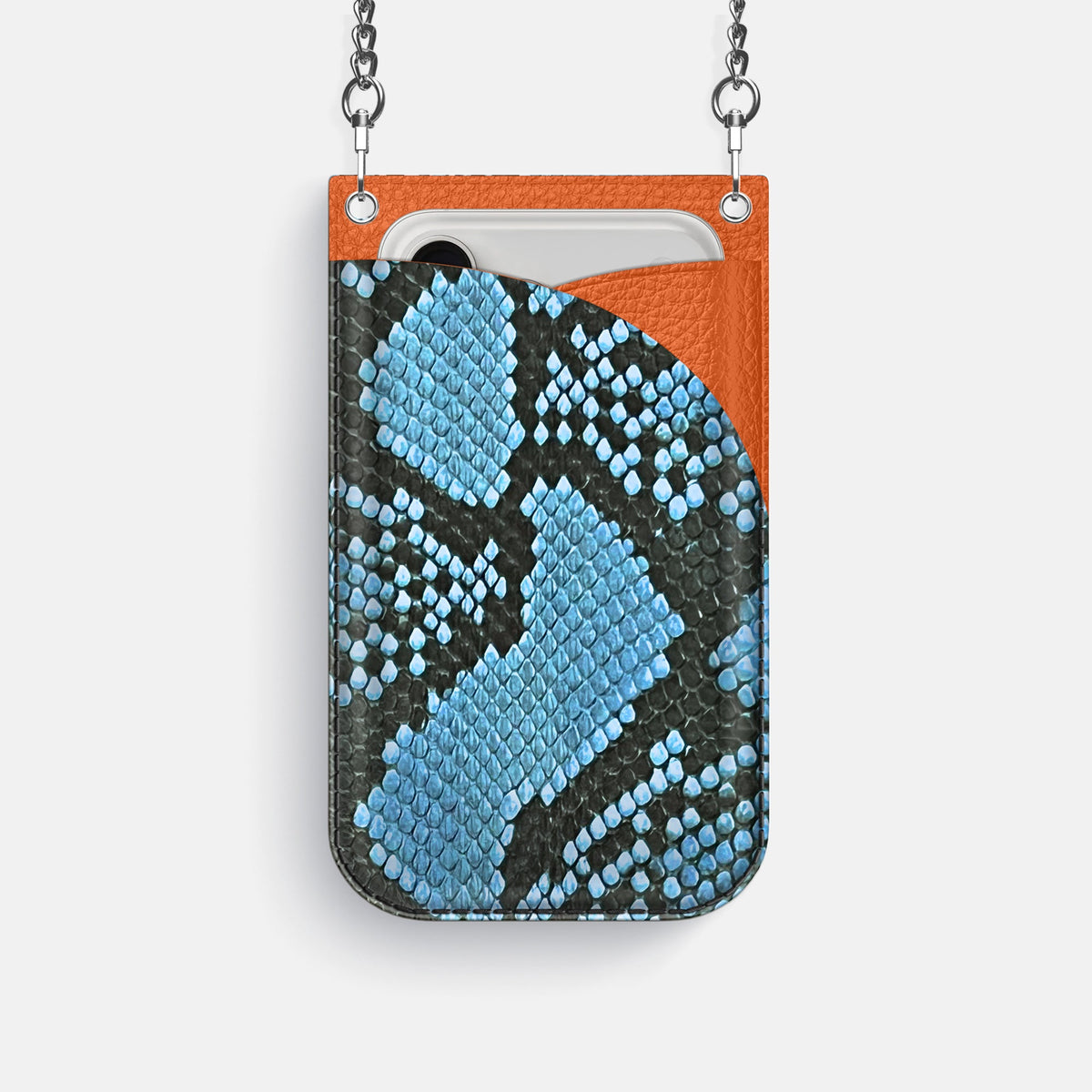 Crossbody Bag For iPhone 18 Pro In Deluxe Python -1 | Pacific-Blue-Steel