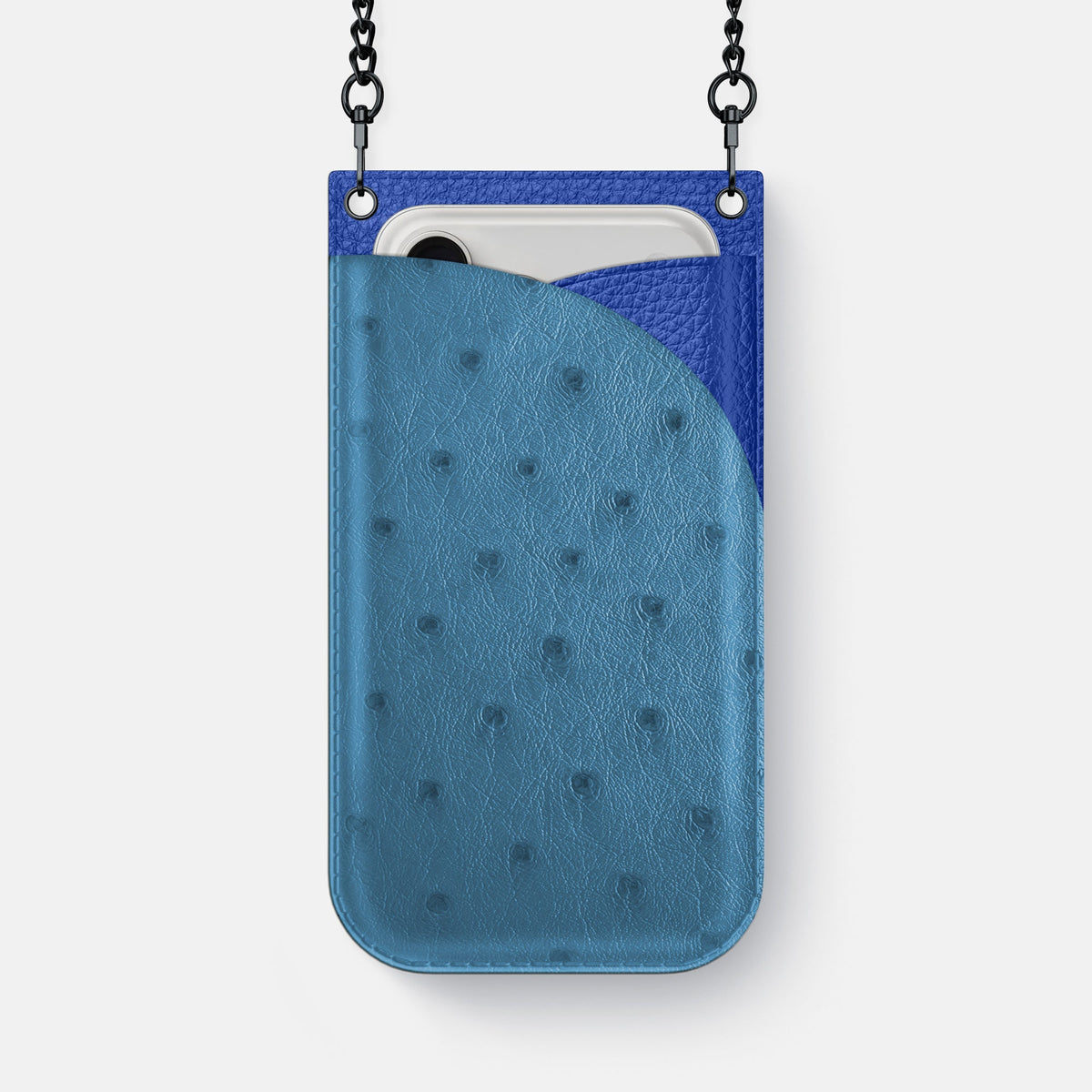 Crossbody Bag For iPhone 18 Pro Max In Ostrich -1 | Blue-Jeans-Black