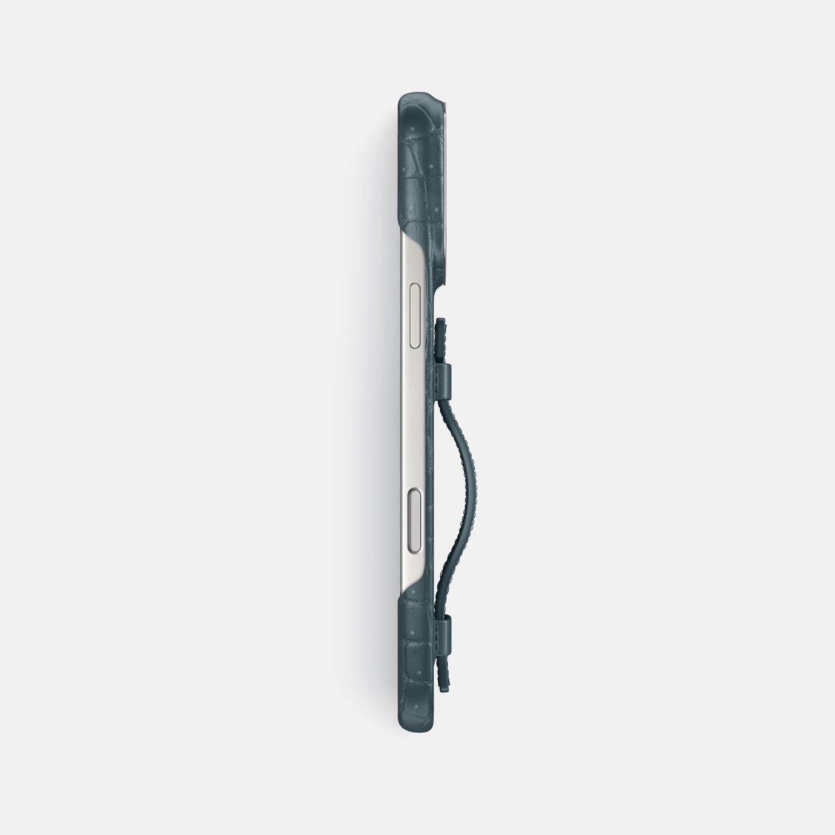 Handle Case For iPhone 17 Pro Max In Porosus Crocodile -3 | Denim-Steel