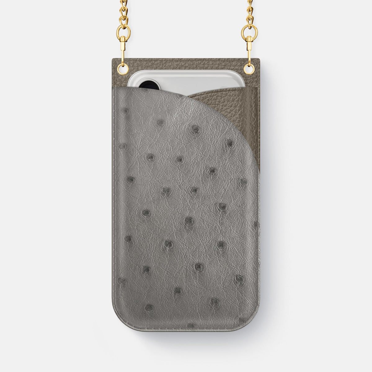 Crossbody Bag For iPhone 18 Pro Max In Ostrich -1 | Grey-Gold