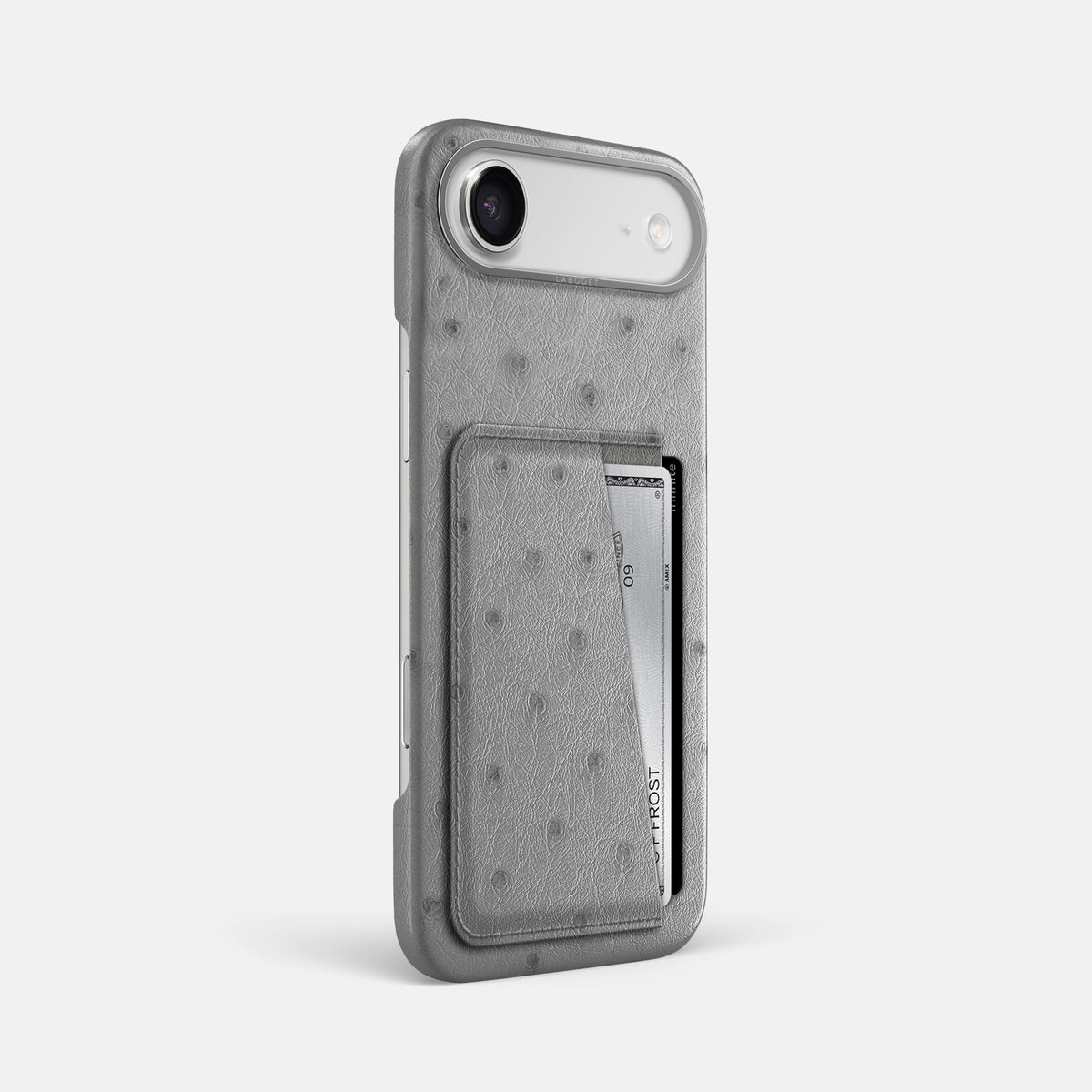 Double Card Case For iPhone 17 Air In Ostrich -2 | Silver-Steel