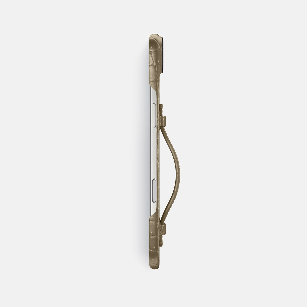 Center Handle For iPhone 17 Air In Porosus Crocodile -2 | Kaki-Green-Black
