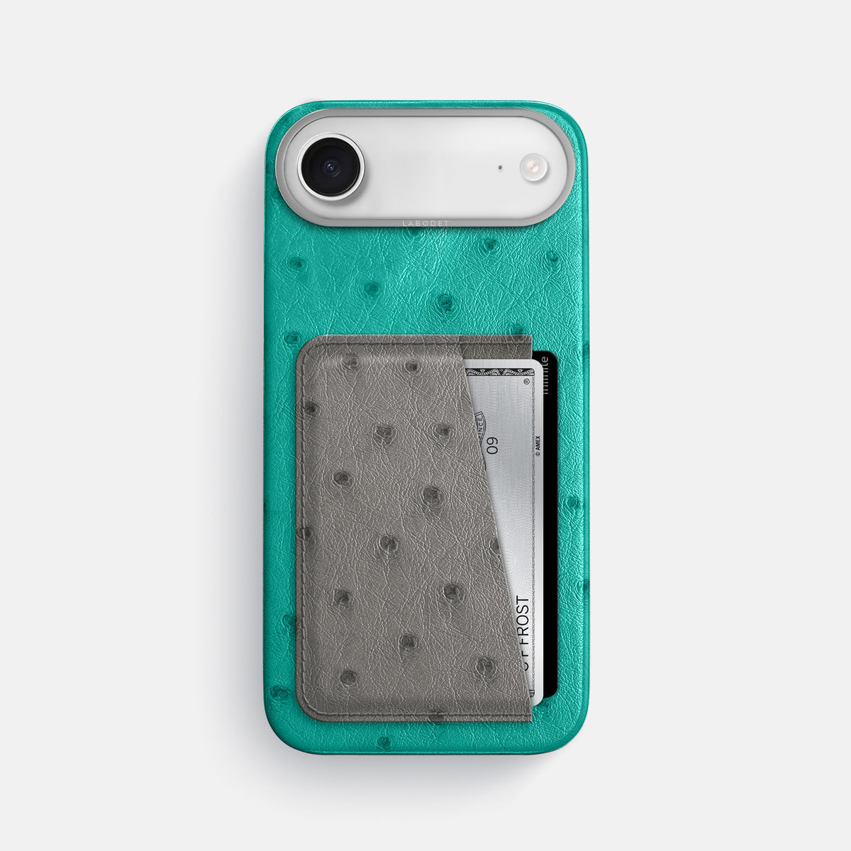 Double Card Case Coloré For iPhone 17 Air In Ostrich -1 | Turquoise-Steel