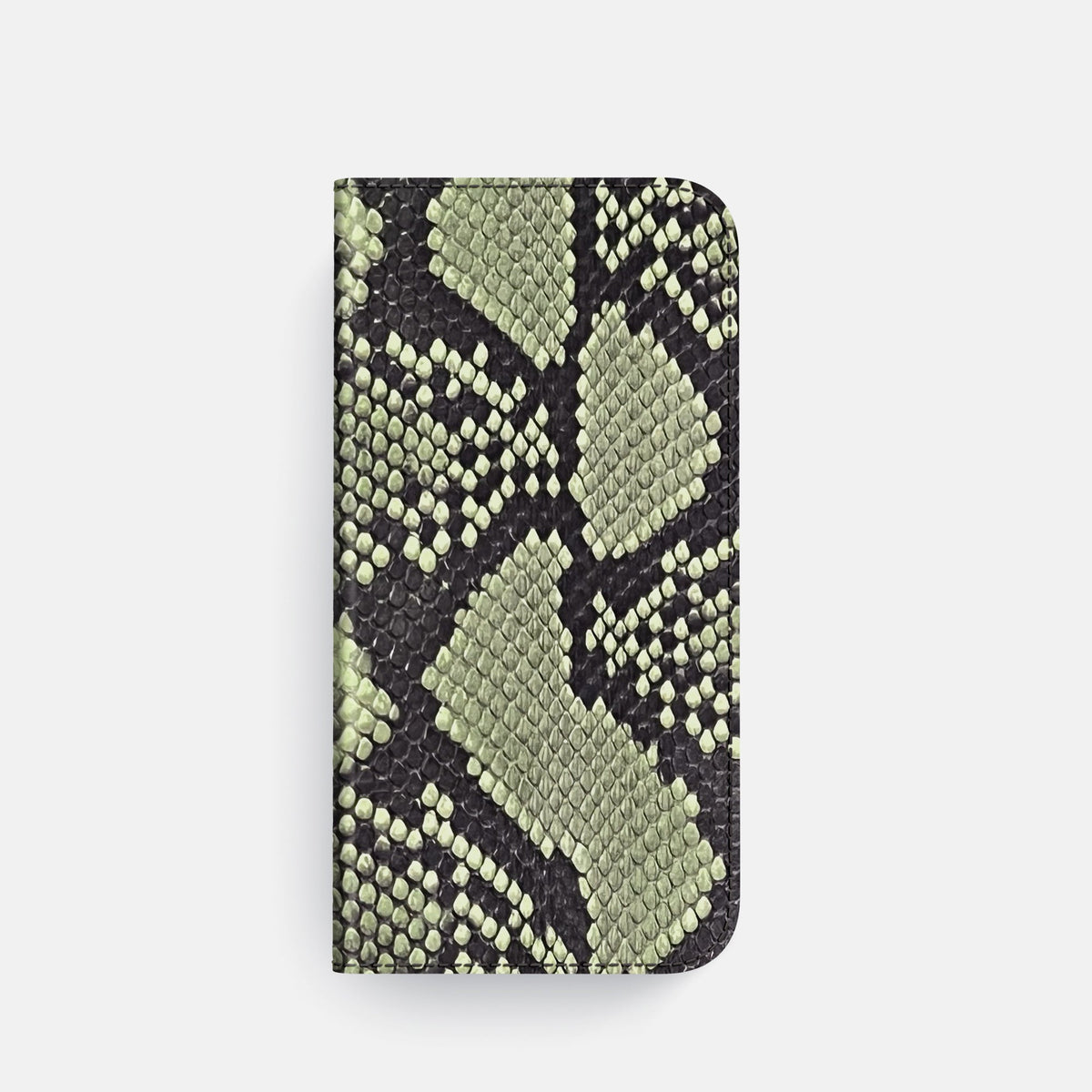 Folio Case For iPhone 18 Pro In Deluxe Python -4 | Army-Green-Black