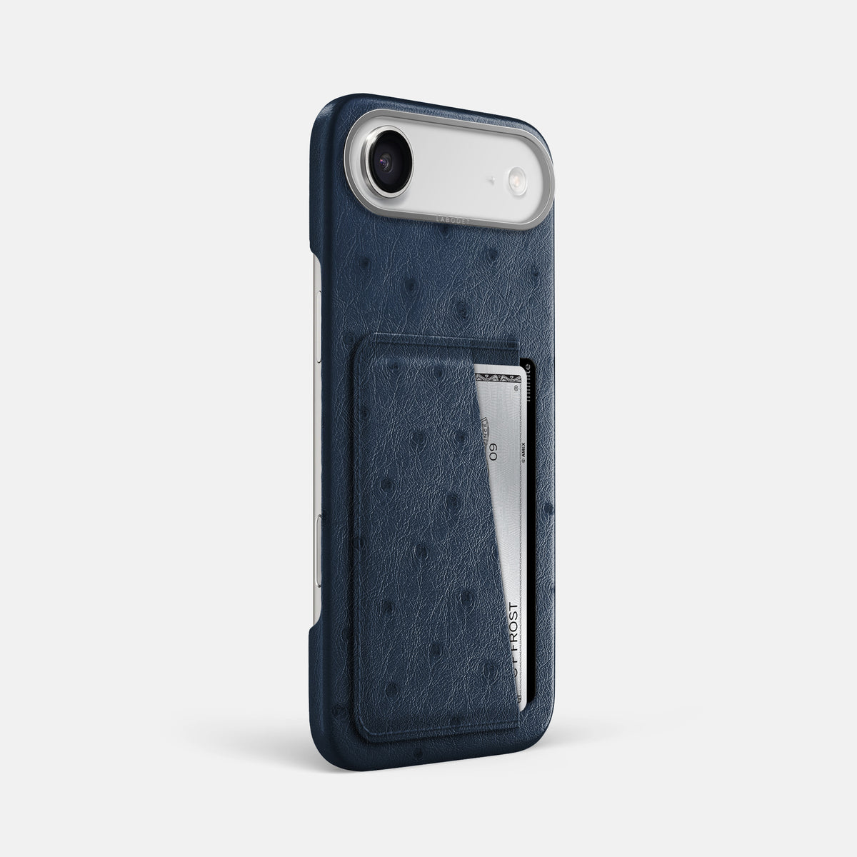 Double Card Case For iPhone 17 Air In Ostrich -2 | Navy-Blue-Steel