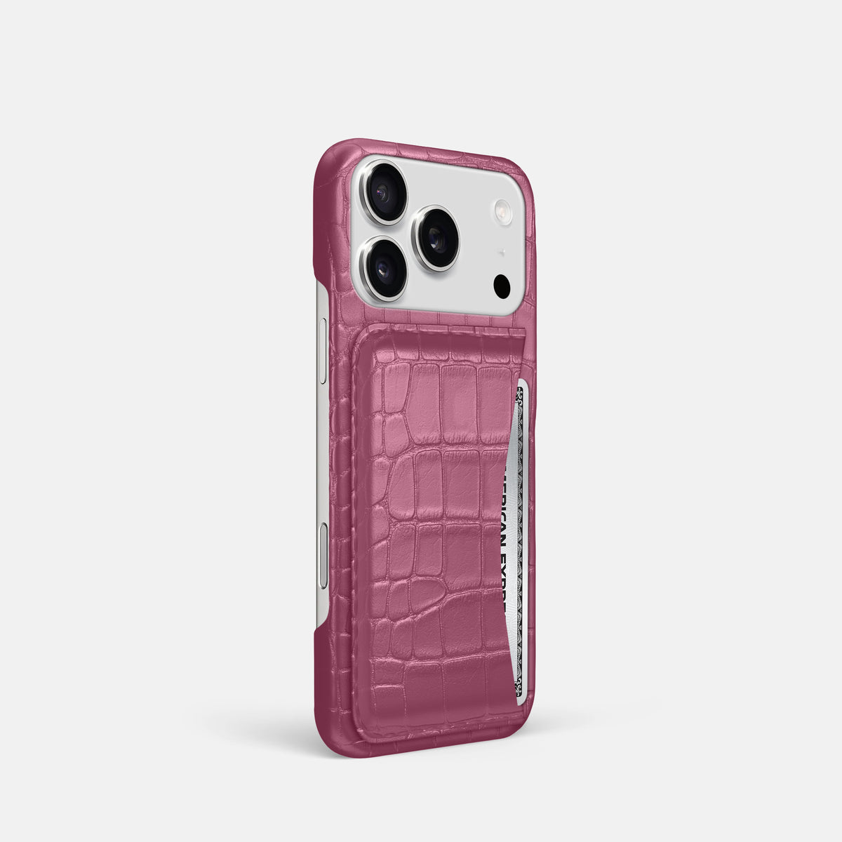 Slim Card Case For iPhone 17 Pro In Alligator -2 | Pink-Lagoon