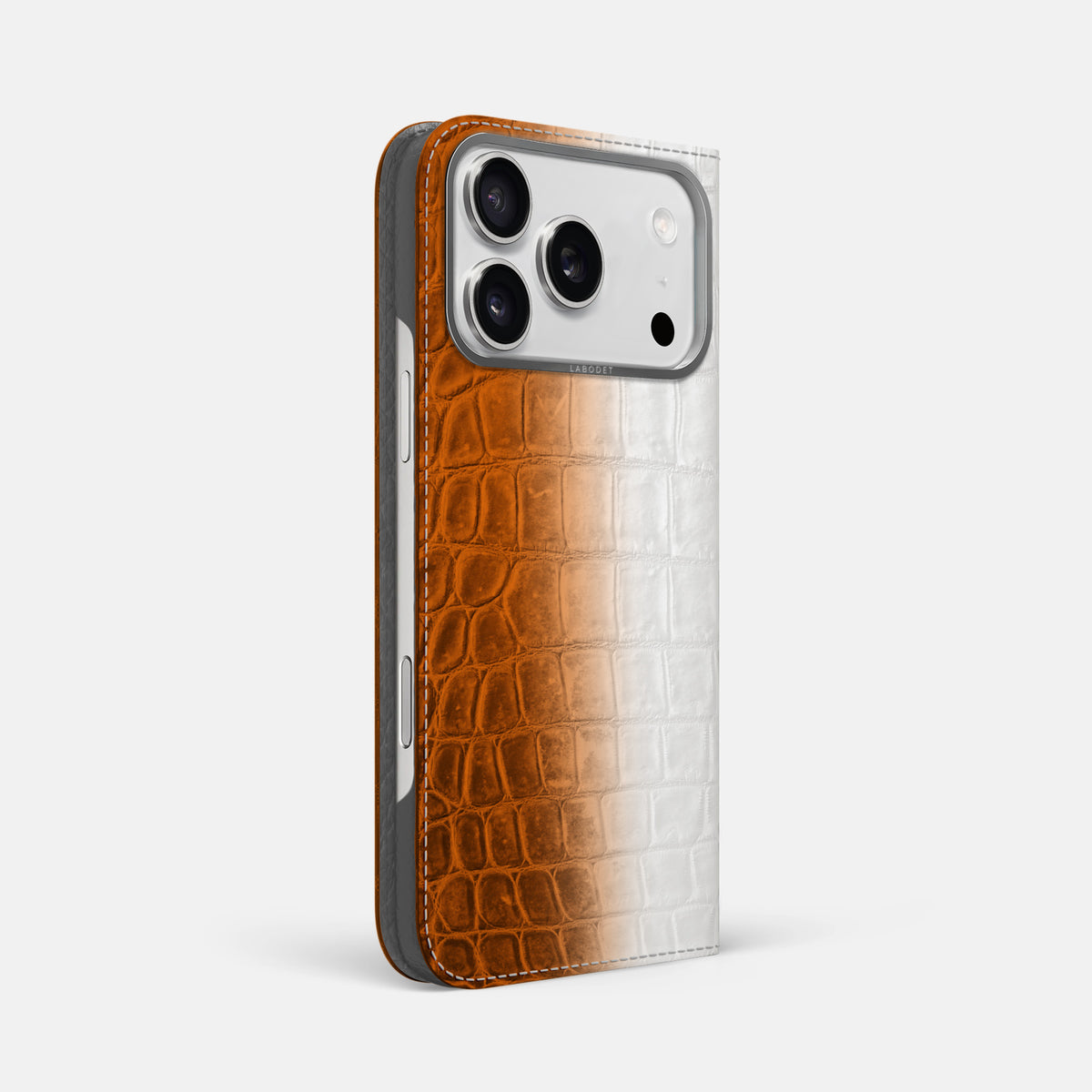 Folio Case For iPhone 17 Pro Max In Himalayan Crocodile -1 | Orange-Steel