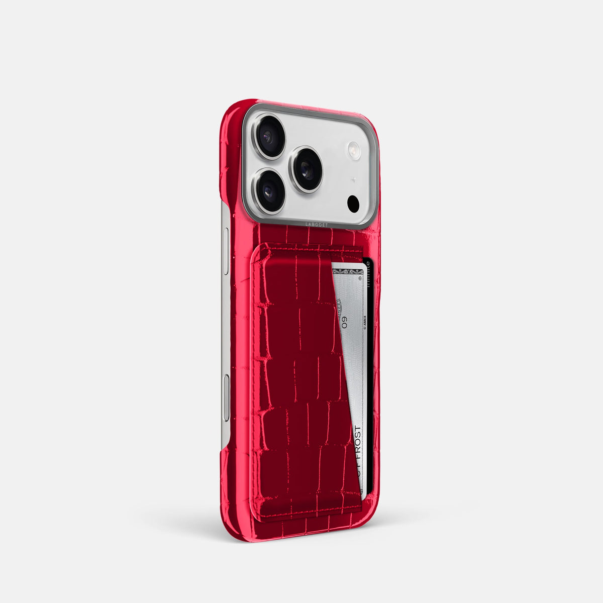 Double Card Case For iPhone 18 Pro In Shiny Alligator -2 | Cherry-Steel