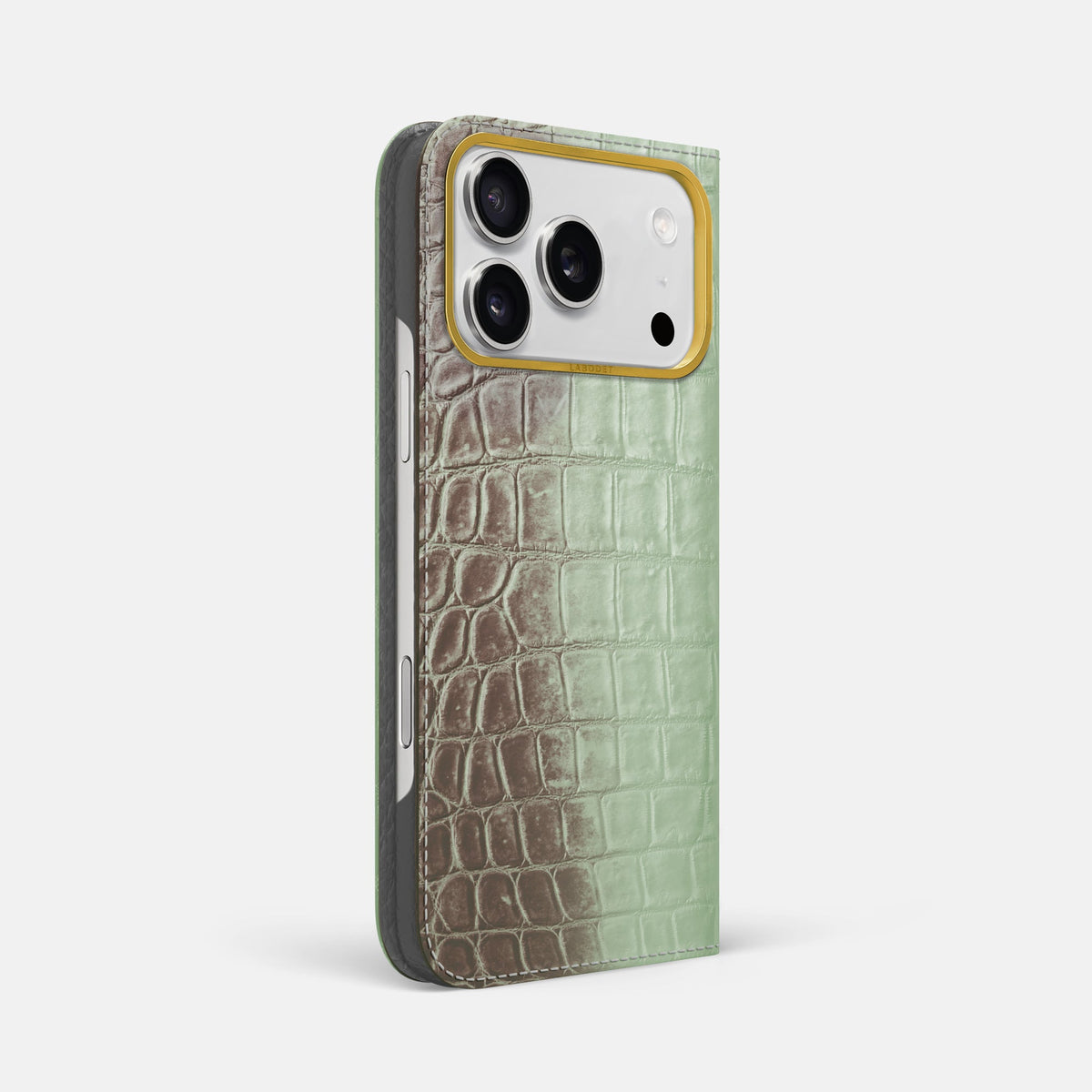 Folio Case For iPhone 18 Pro Max In Himalayan Crocodile -1 | Pistachio-Gold