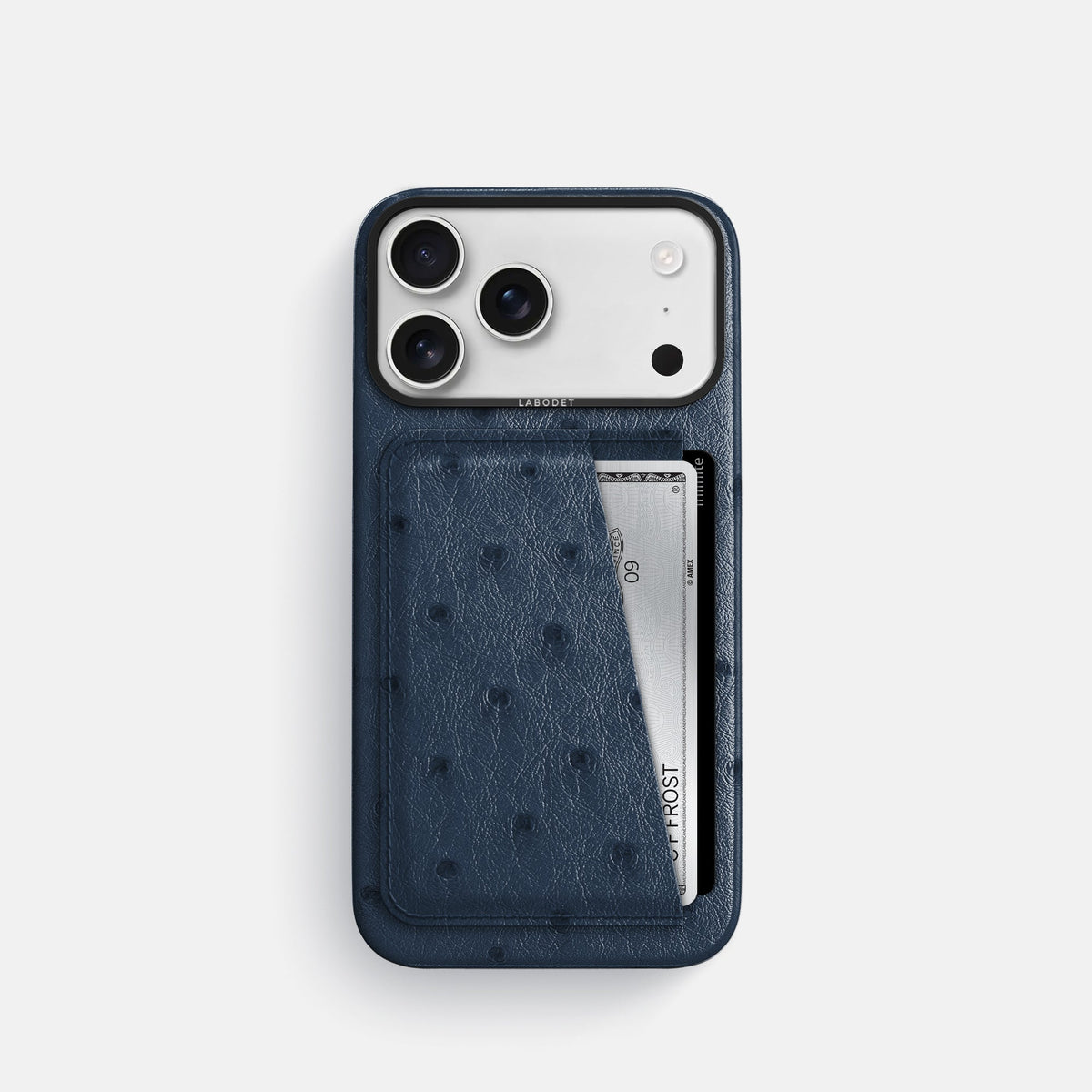 Double Card Case For iPhone 18 Pro In Ostrich -1 | Navy-Blue-Black
