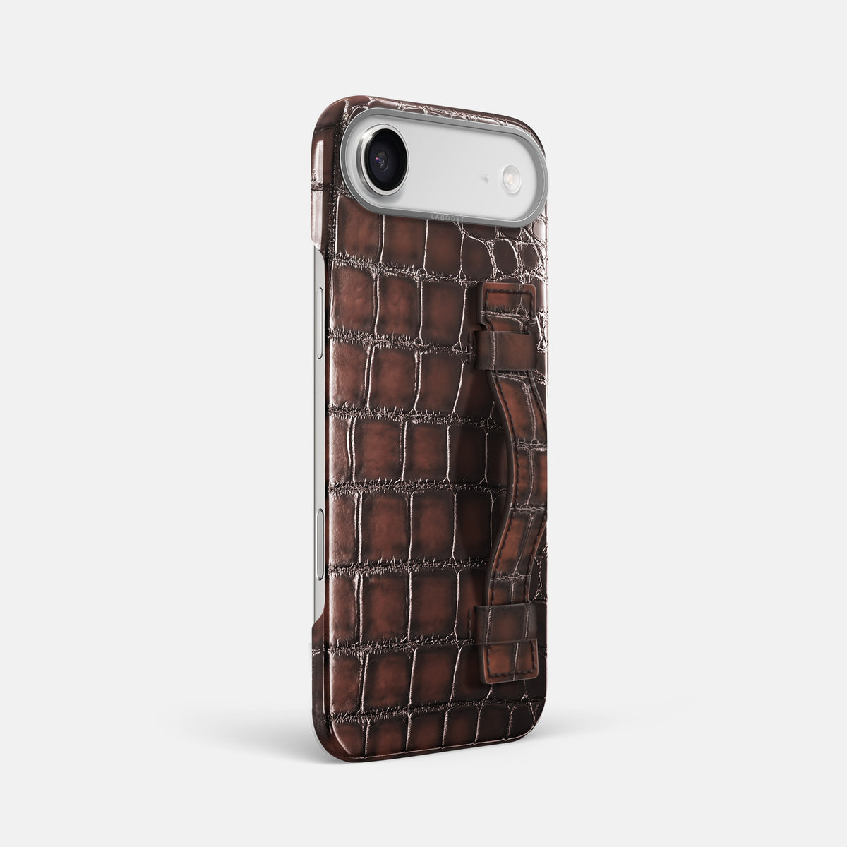 Handle Case For iPhone 17 Air In Patina Alligator -2 | Havana-Brown-Steel