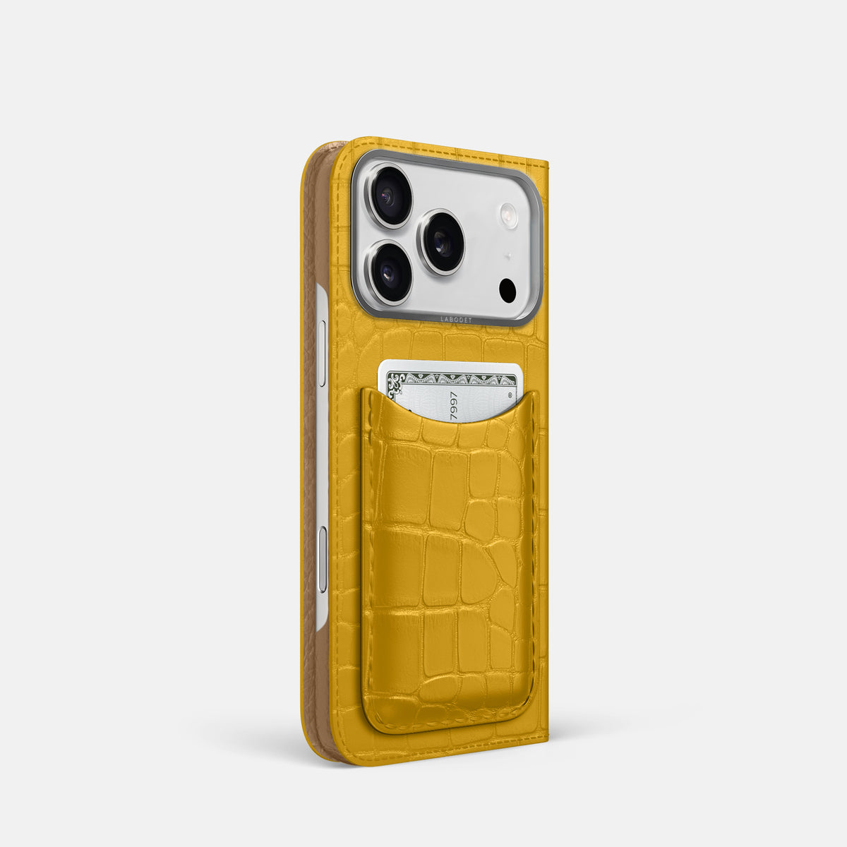 Folio Case with Card For iPhone 17 Pro In Alligator -1 | Yellow-Steel