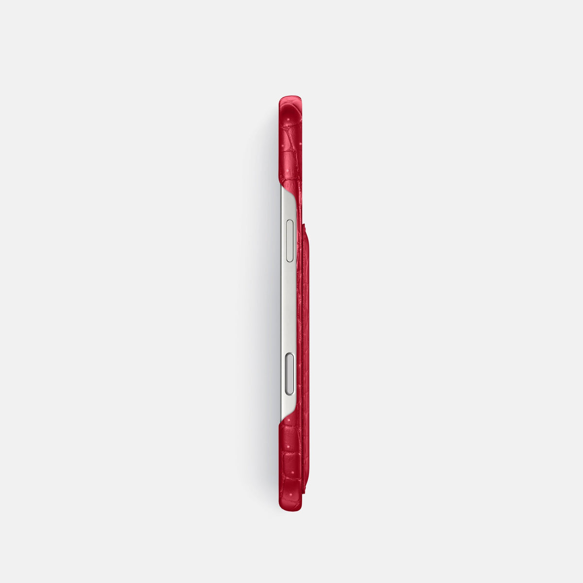 Slim Card Case For iPhone 18 Pro In Porosus Crocodile -3 | Burgundy