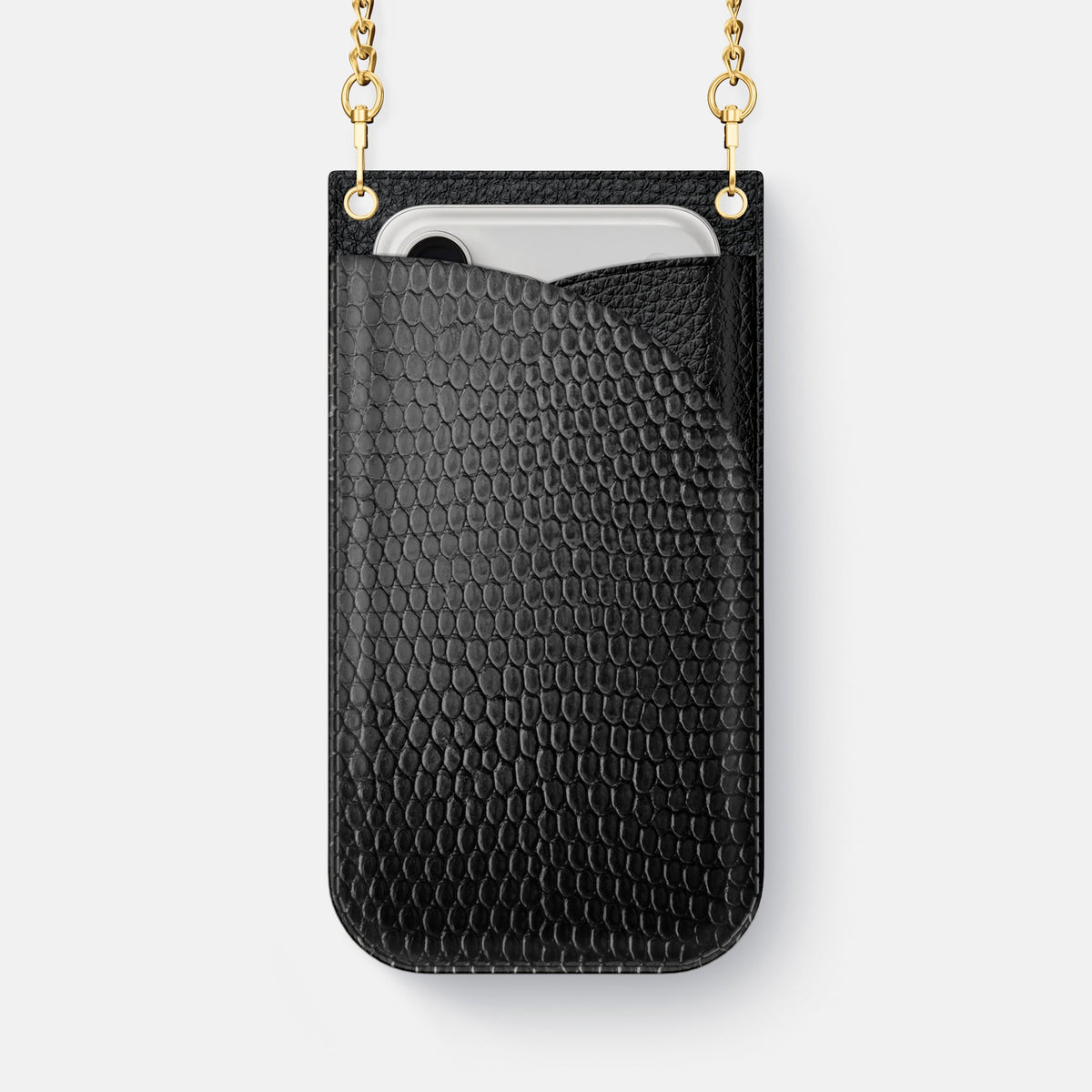 Crossbody Bag For iPhone 18 Pro Max In Lizard -1 | Black-Gold