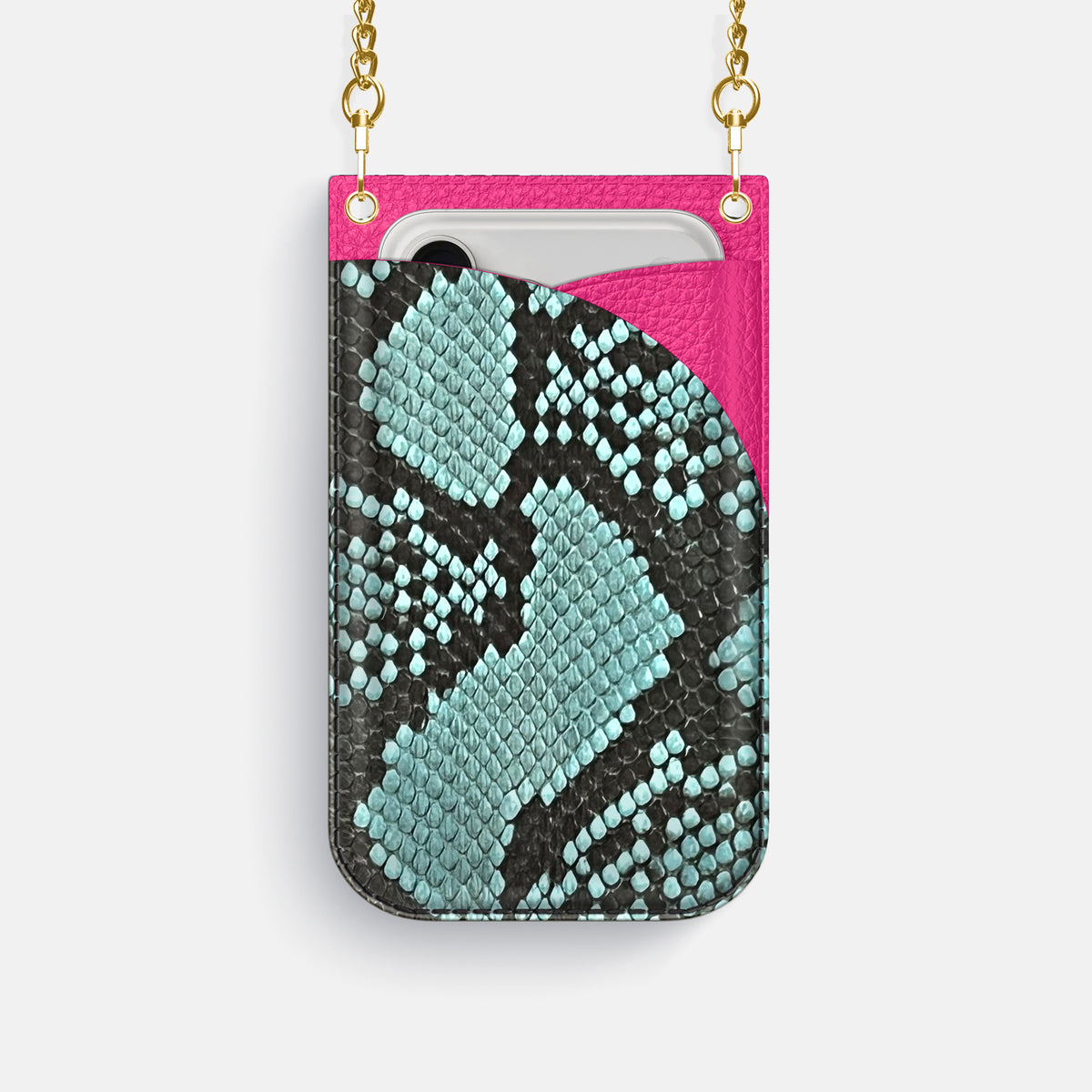 Crossbody Bag For iPhone 17 Pro In Deluxe Python -1 | Blue-Lagoon-Gold