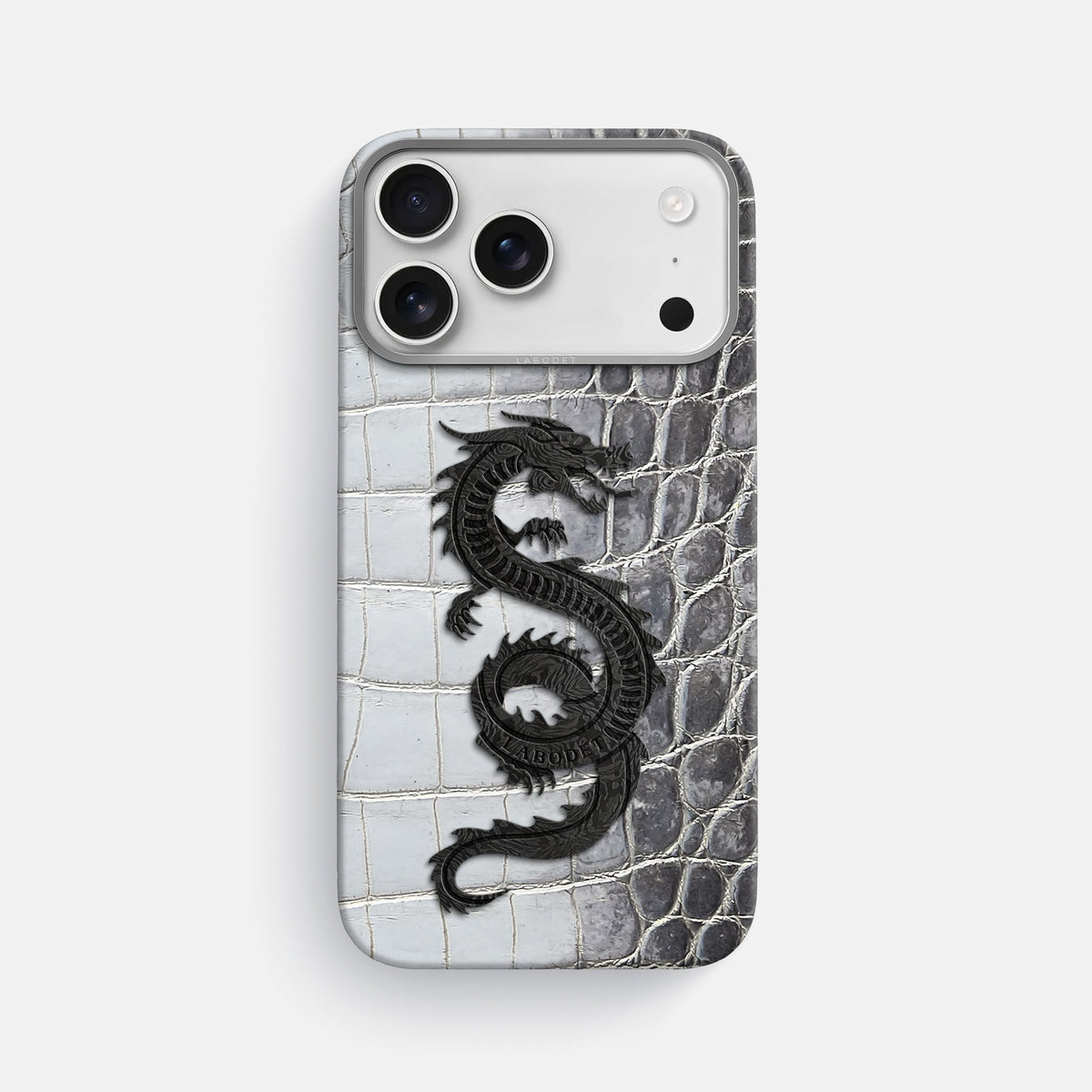 Classic Case With Carbon Dragon For iPhone 18 Pro Max In Himalayan Crocodile -1 | Silver-Steel