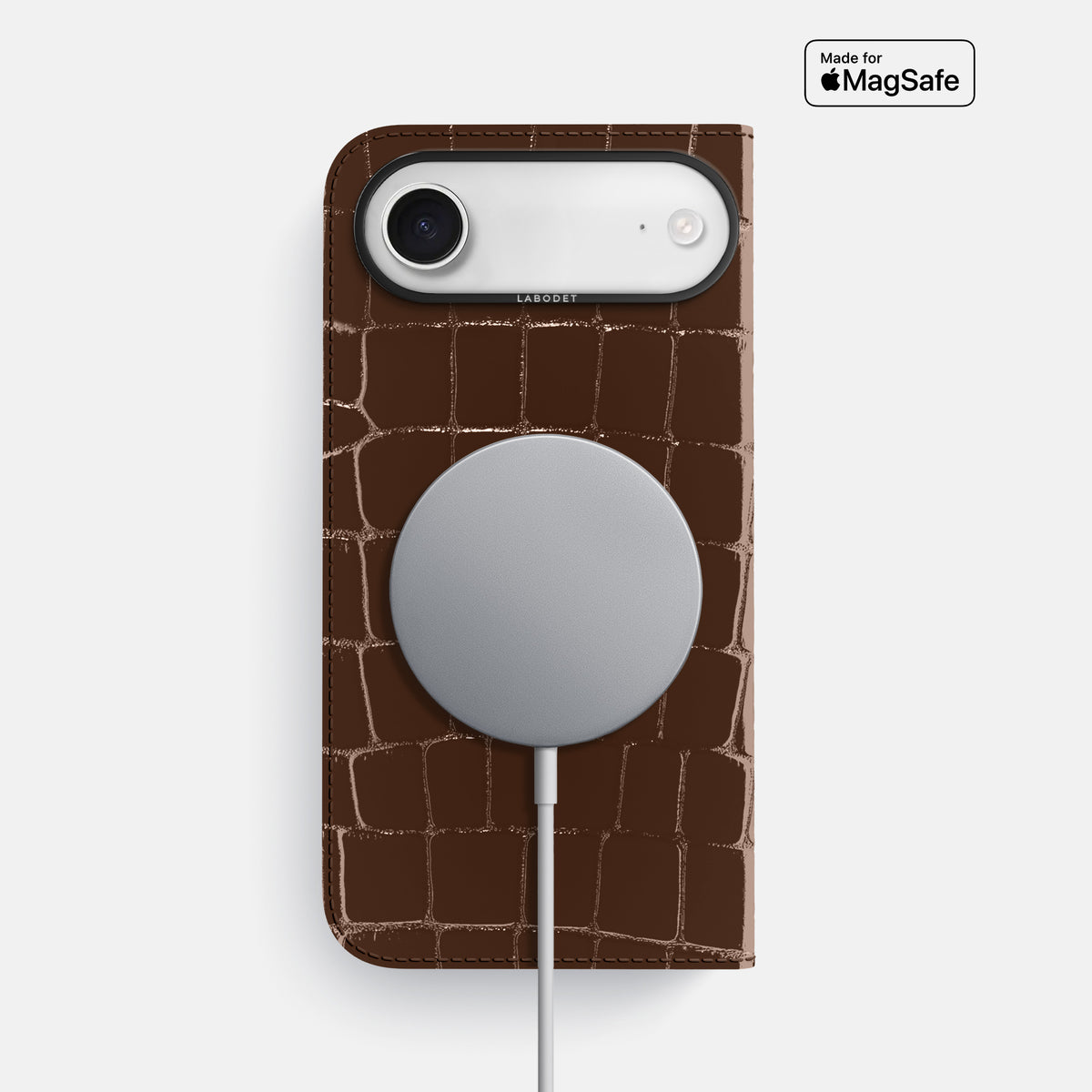 Folio Case For iPhone 17 Air In Shiny Alligator -3 | Brown-Black