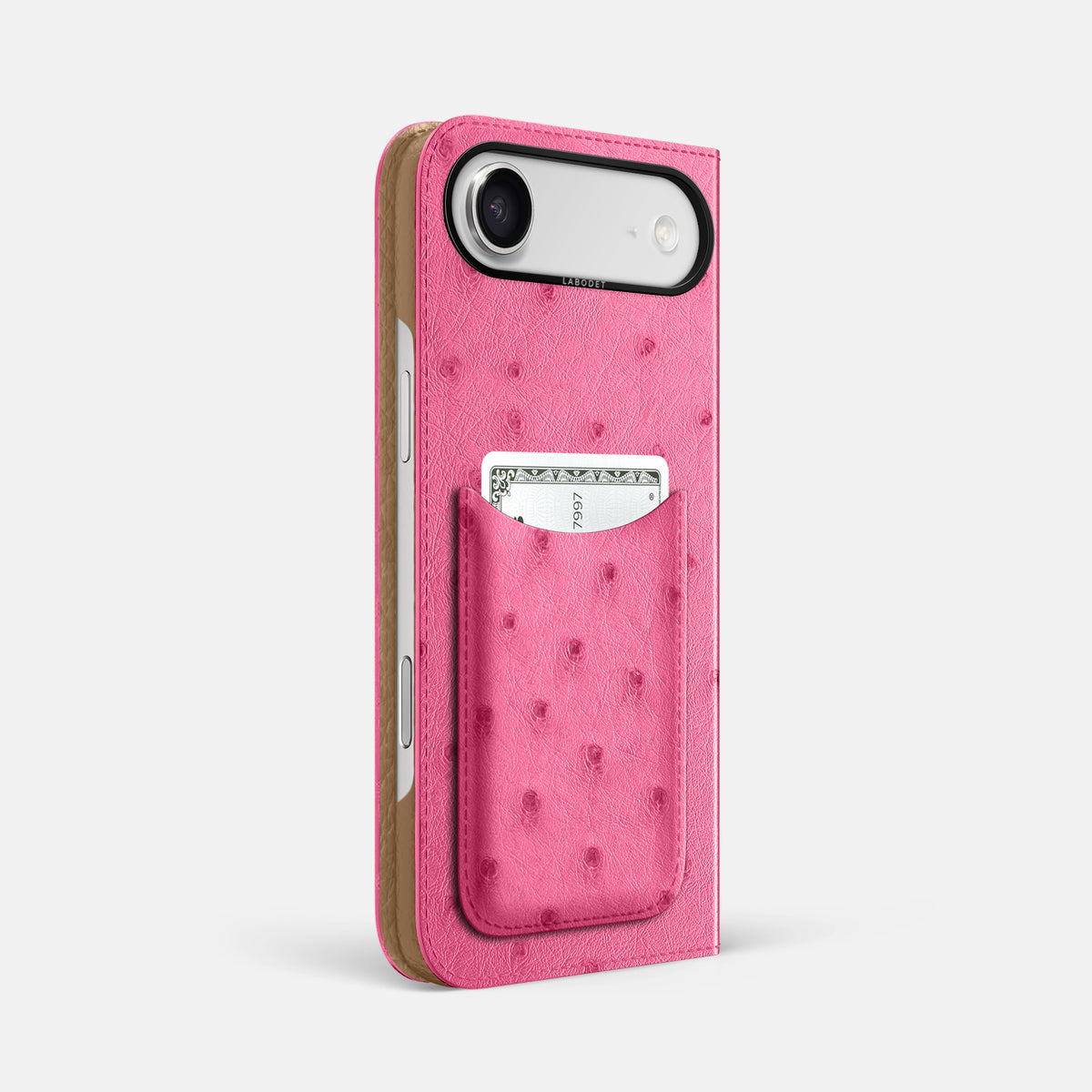 Folio Case with Card For iPhone 17 Air In Ostrich -1 | Pink-Black