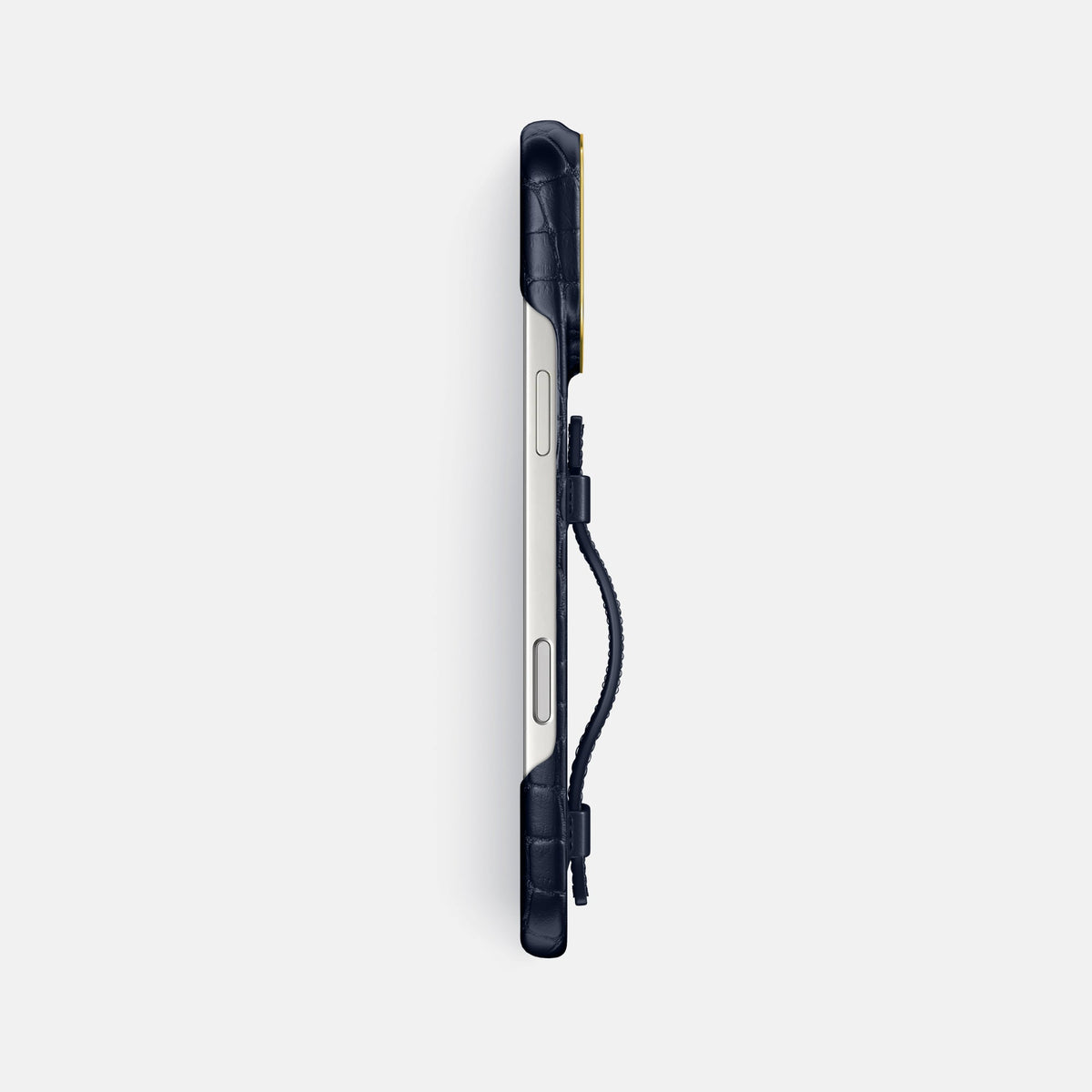 Handle Case For iPhone 18 Pro Max In Alligator -3 | Navy-Blue-Gold