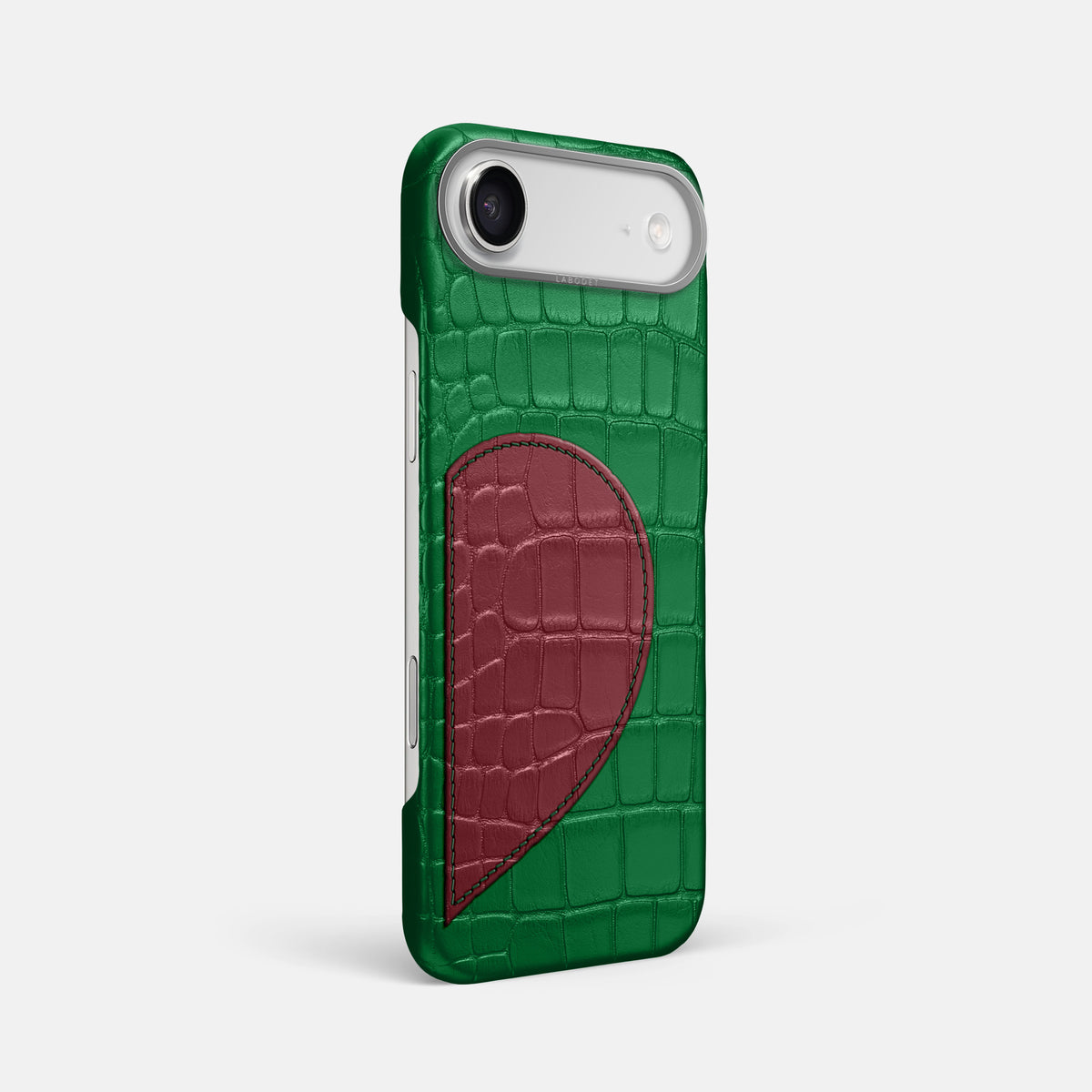 Classic Case With Half Heart - Right For iPhone 17 Air In Alligator -2 | Forest-Green-Steel