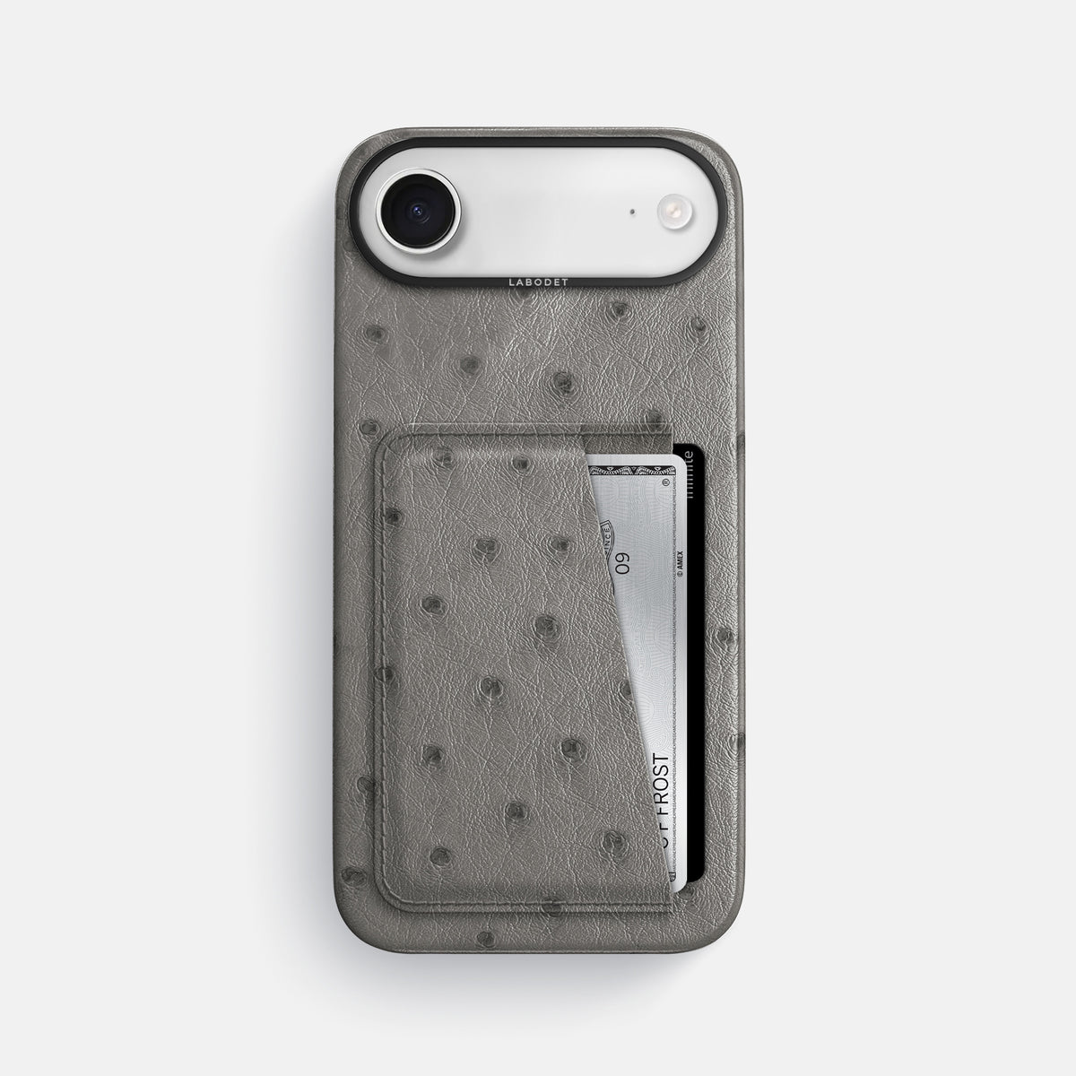 Double Card Case For iPhone 17 Air In Ostrich -1 | Grey-Black