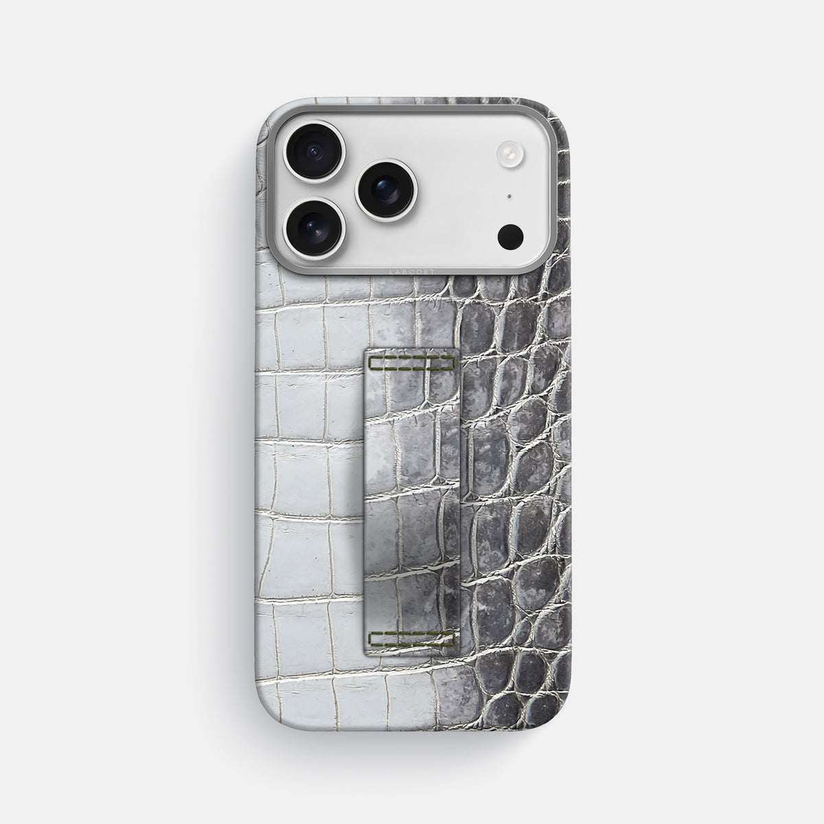Finger Case For iPhone 17 Pro Max In Himalayan Crocodile -1 | Silver-Steel