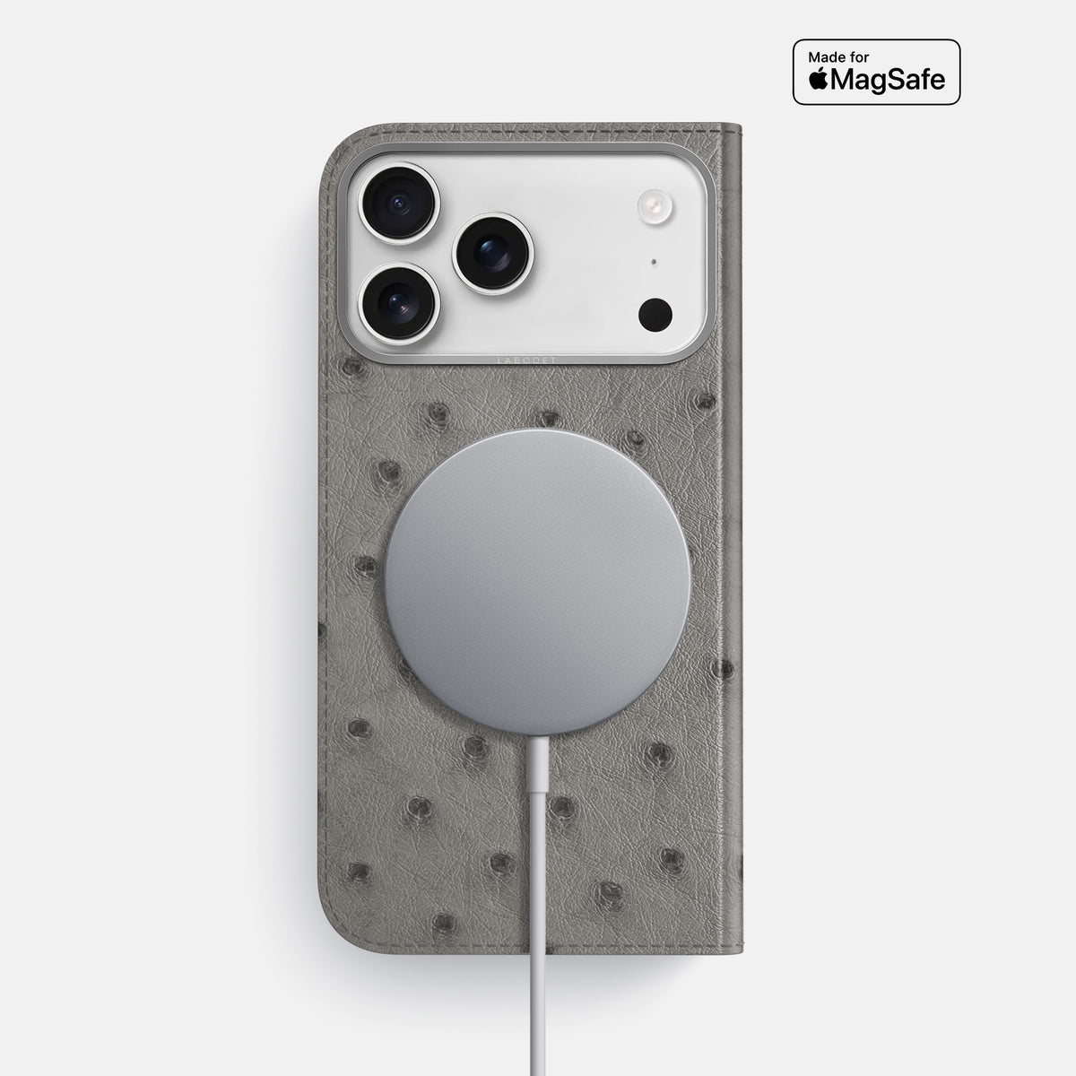 Folio Case For iPhone 17 Pro Max In Ostrich -3 | Grey-Steel
