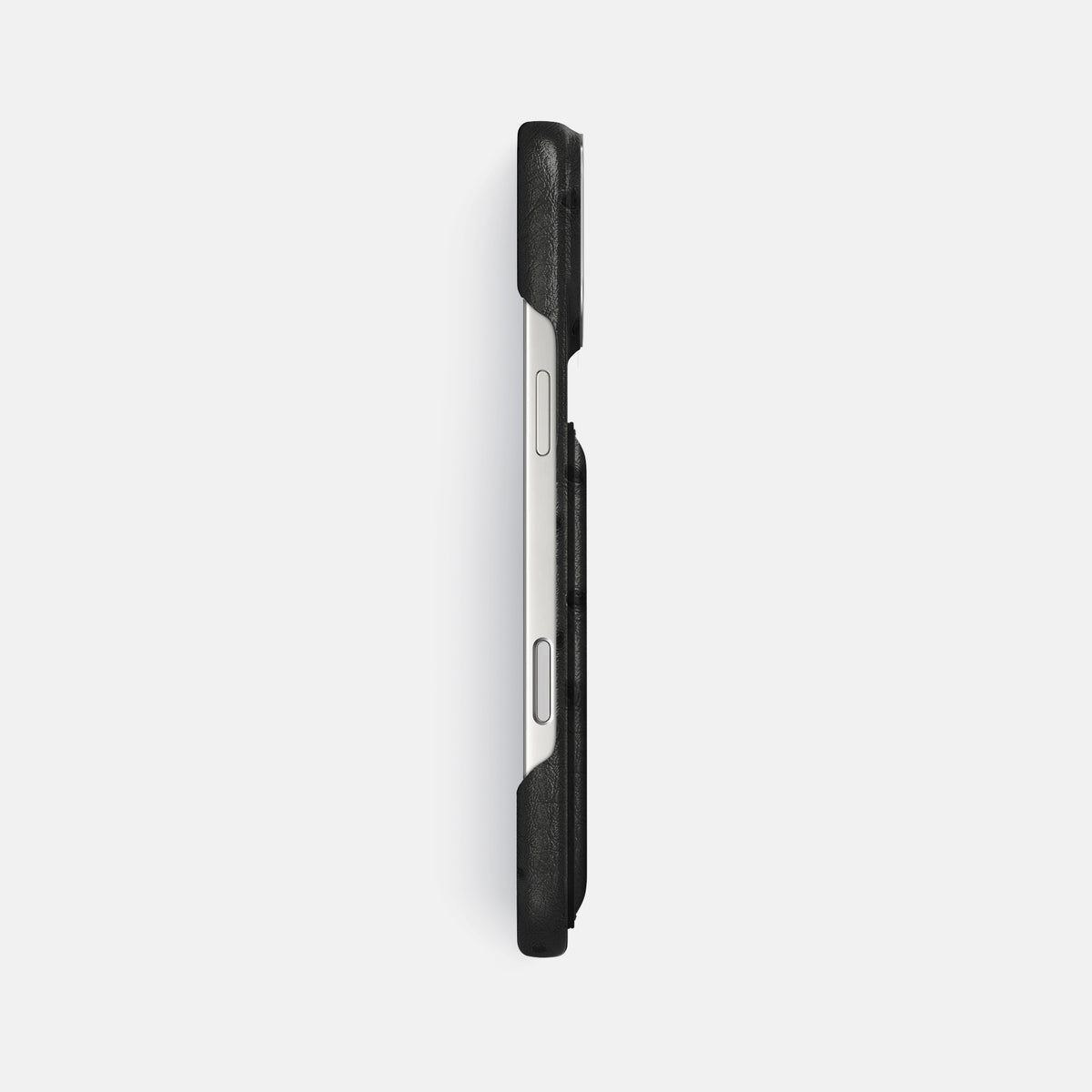Double Card Case For iPhone 17 Pro Max In Ostrich -3 | Black-Steel
