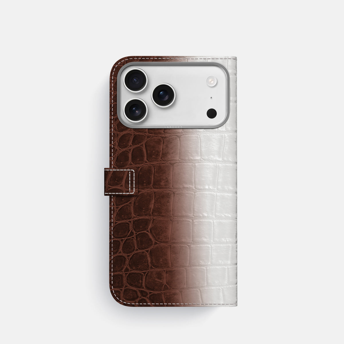 Folio Case with Clasp For iPhone 17 Pro In Himalayan Crocodile -3 | Dark-Brown-Steel