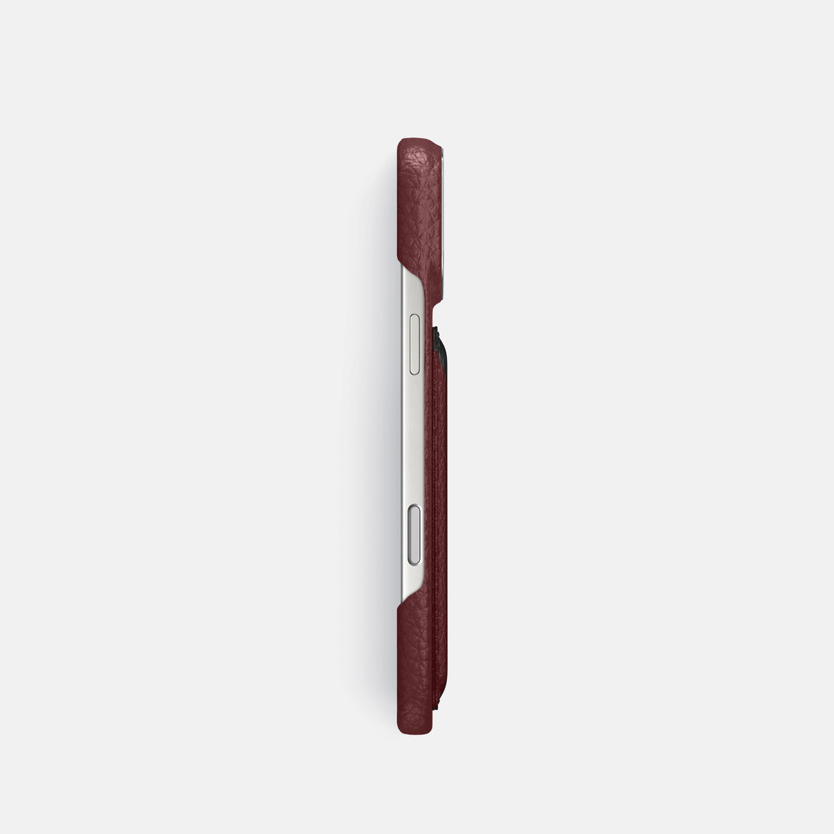 Double Card Case For iPhone 17 Pro In Calf -3 | Bordeaux-Steel