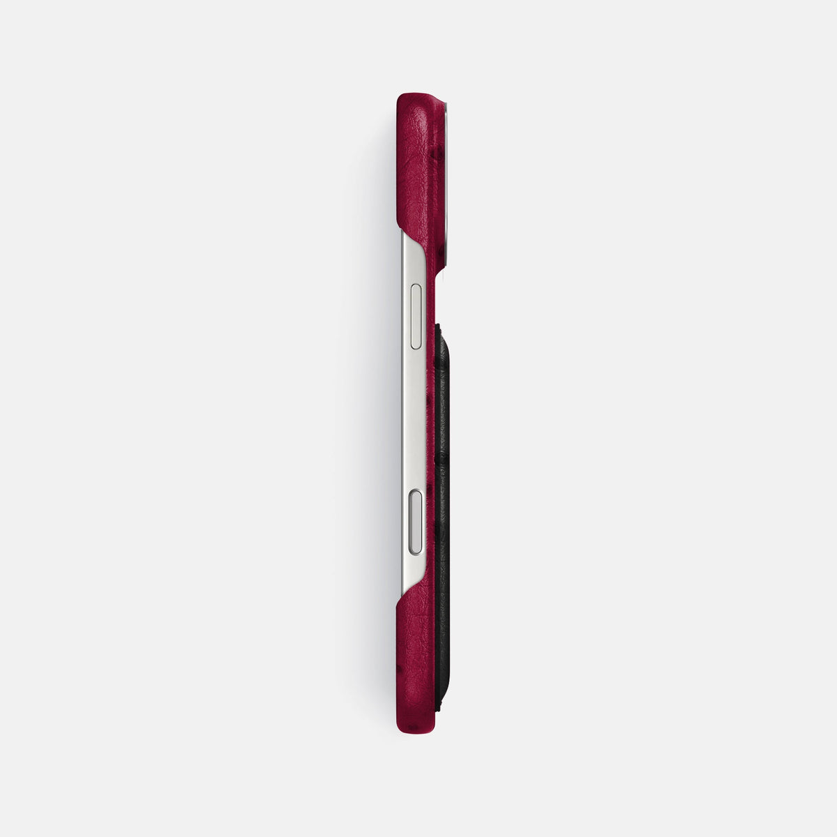 Double Card Case Coloré For iPhone 18 Pro Max In Ostrich -3 | Bordeaux-Steel